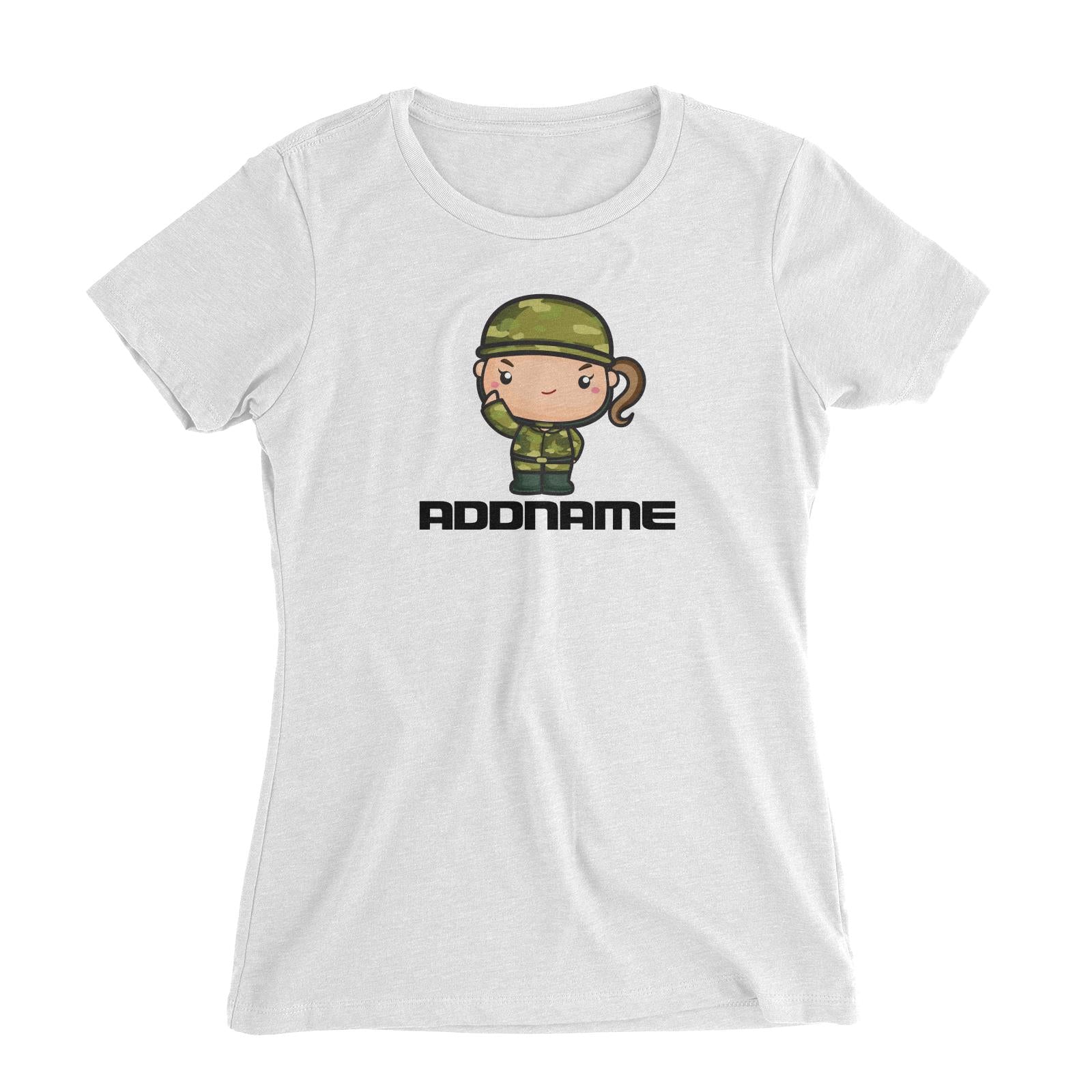 Birthday Battle Theme Army Soldier Girl Addname Women's Slim Fit T-Shirt