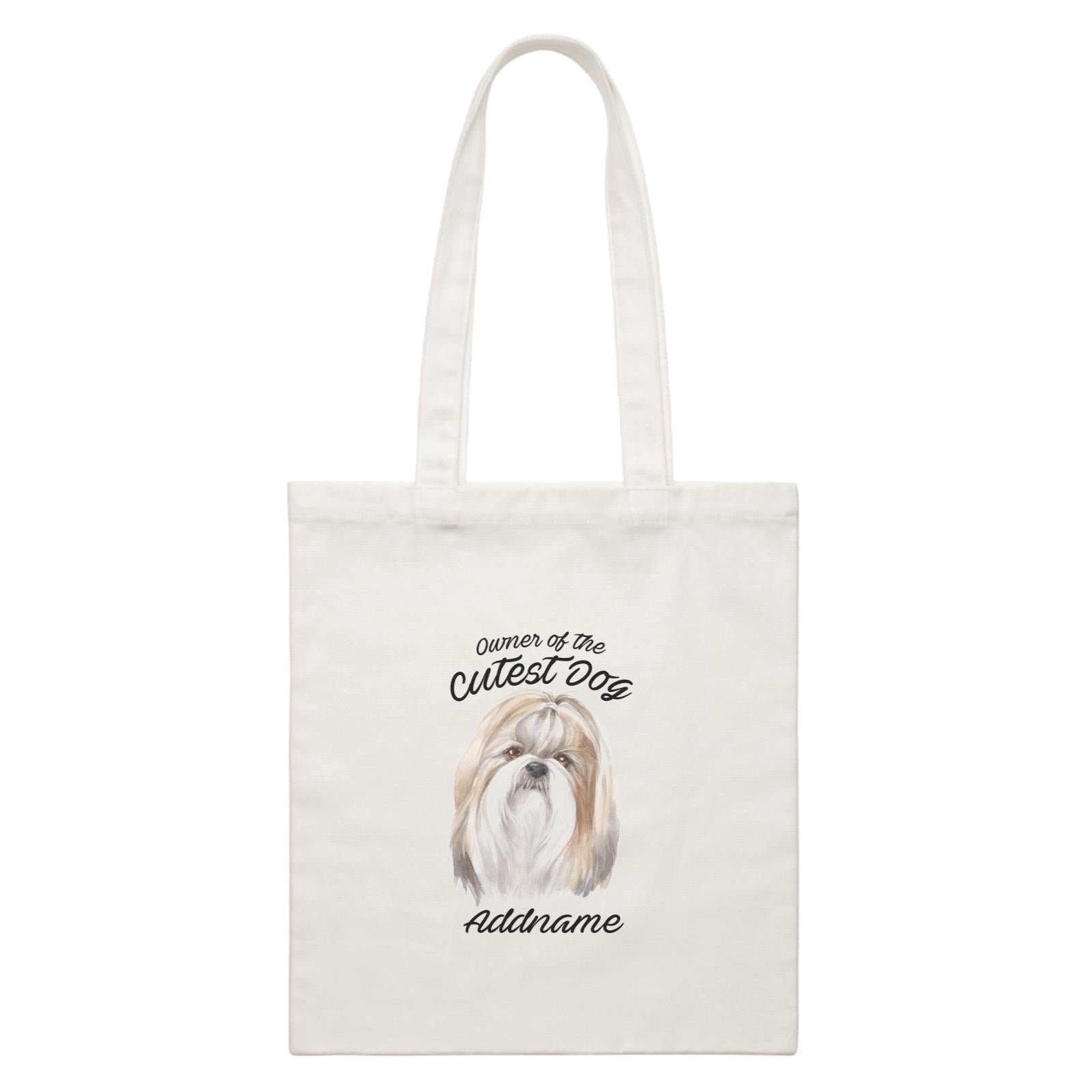 Watercolor Dog Owner Of The Cutest Dog Shih Tzu Addname White Canvas Bag