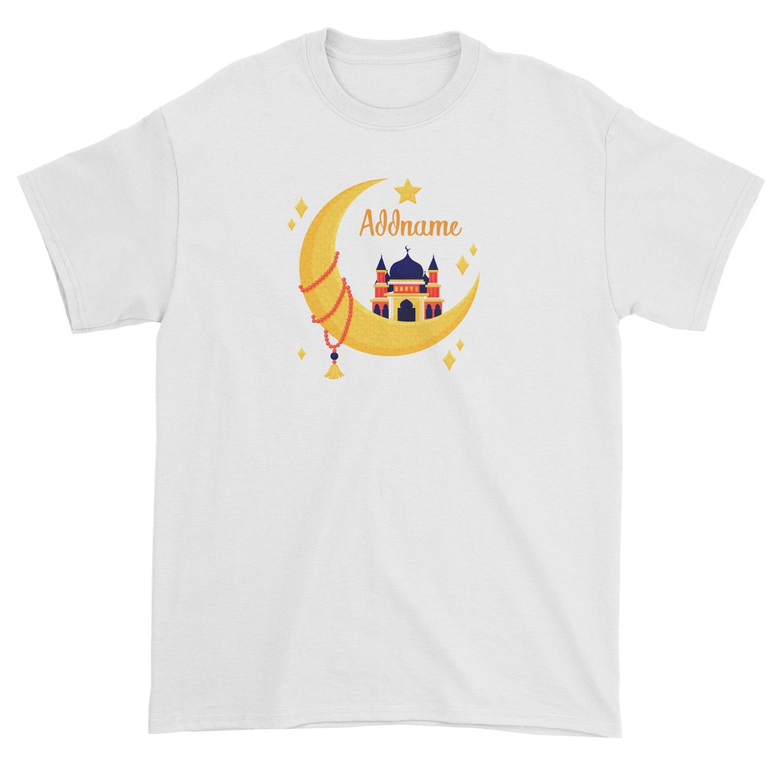 Raya Moon Islamic Moon Star And Mosque Addname Unisex T-Shirt