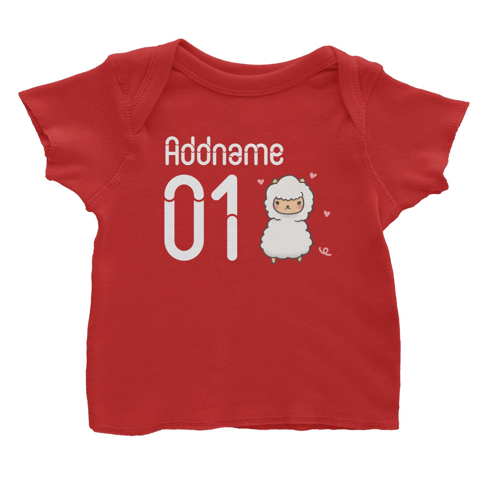 Name and Number Cute Hand Drawn Style Alpaca Baby T-Shirt