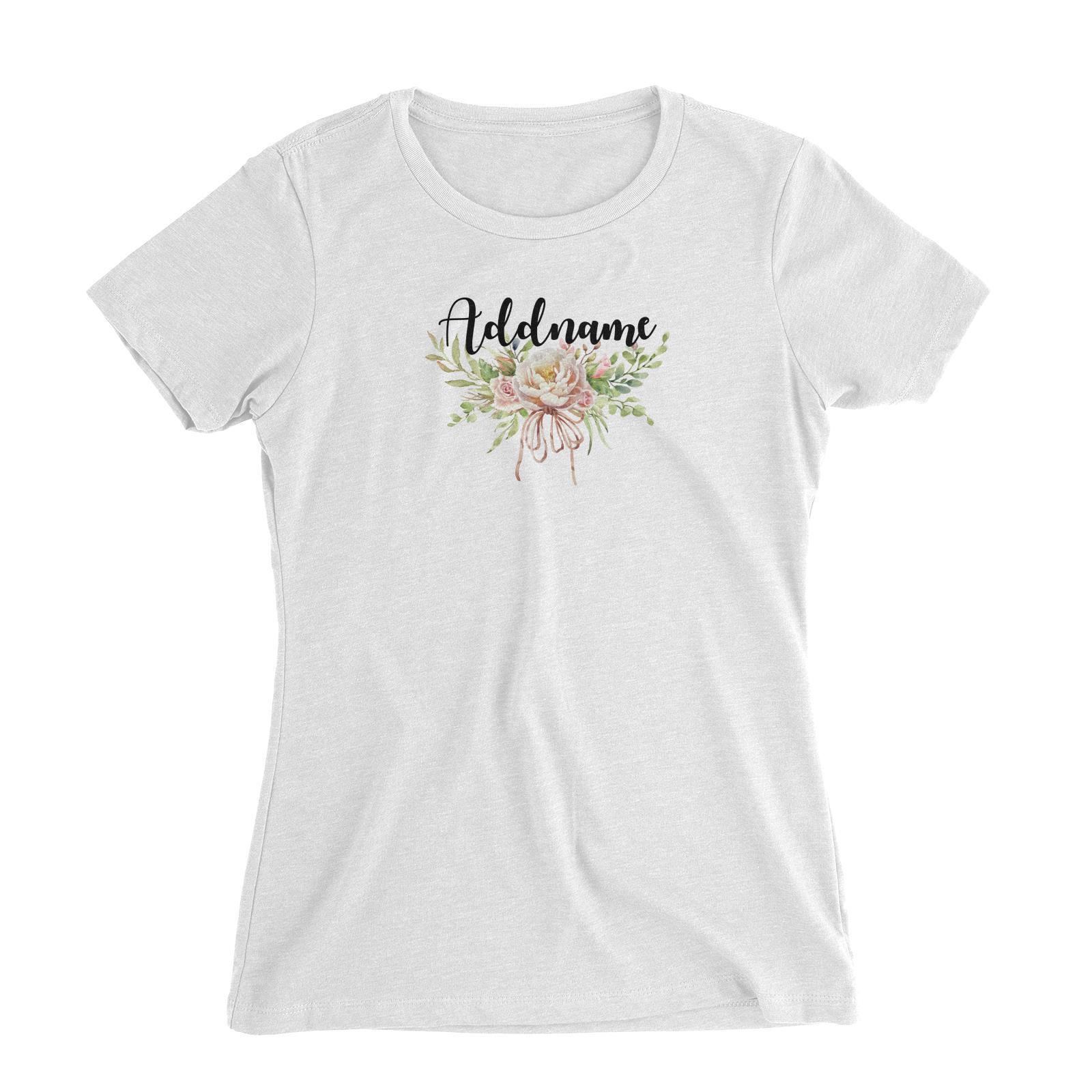 Bridesmaid Floral Sweet 2 Watercolour Big Flower Addname Women Slim Fit T-Shirt