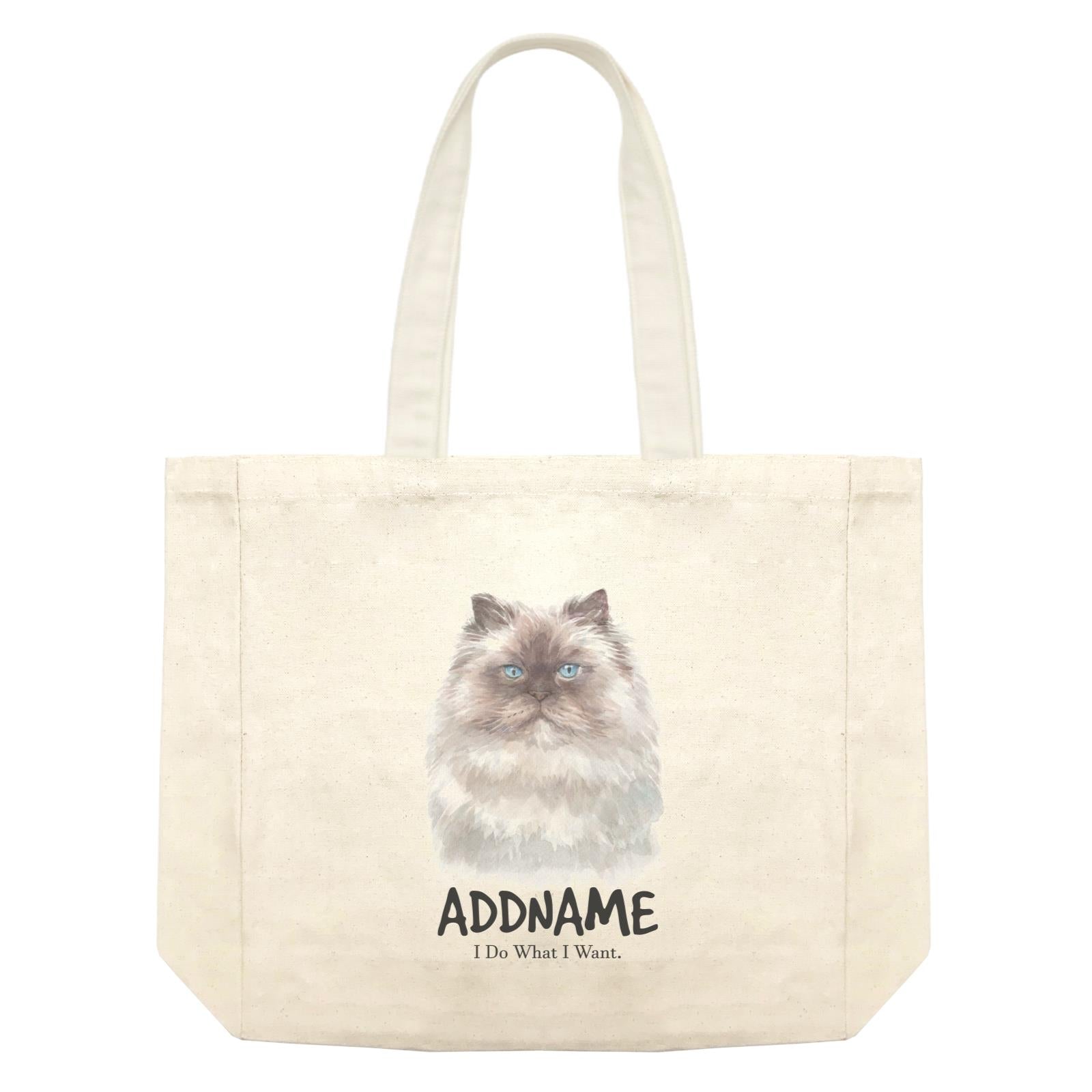 Watercolor Cat Himalayan Dark Face I Do What I Want Addname Shopping Bag