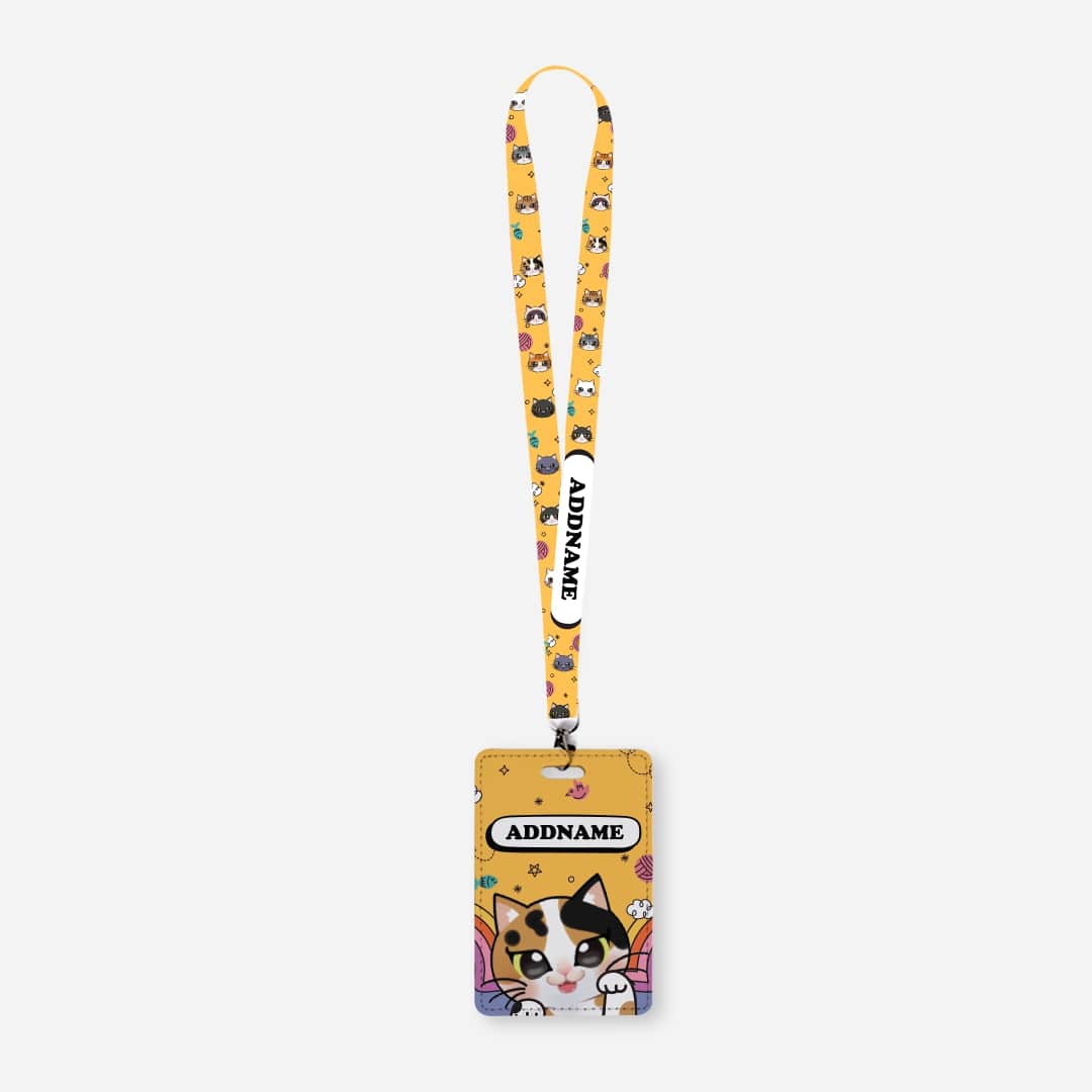 Paw Print Series Lanyard with Cardholder - Calico Cat