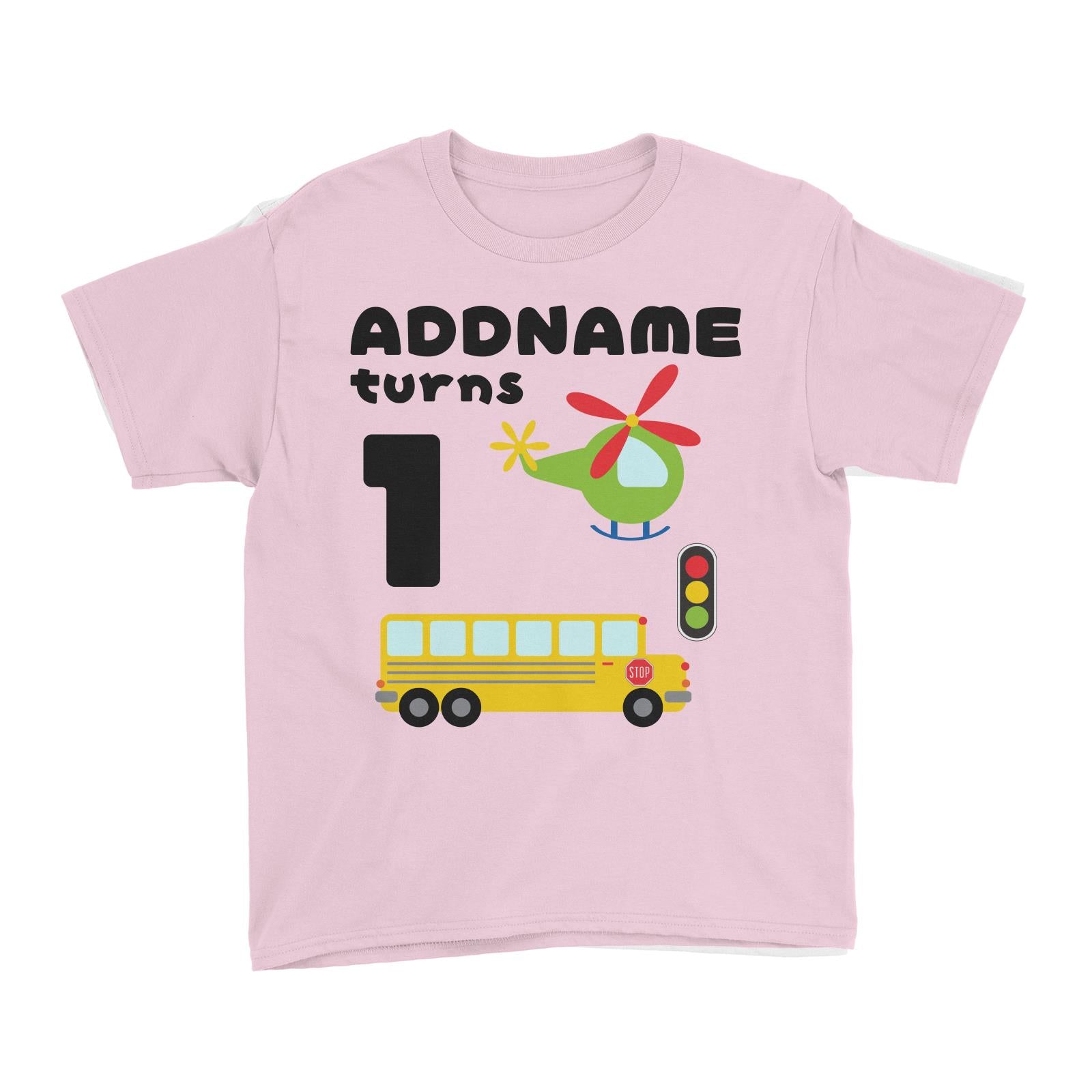 Transportation Birthday Theme Personalizable with Name and Number Kid's T-Shirt