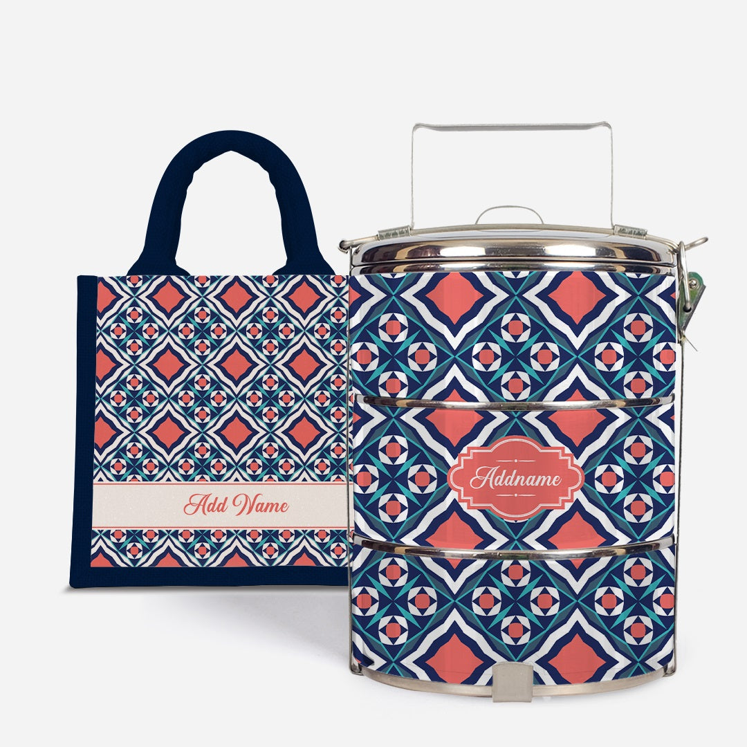 Moroccan Series Standard Tiffin With Half Lining Lunch Bag  - Chihab Navy