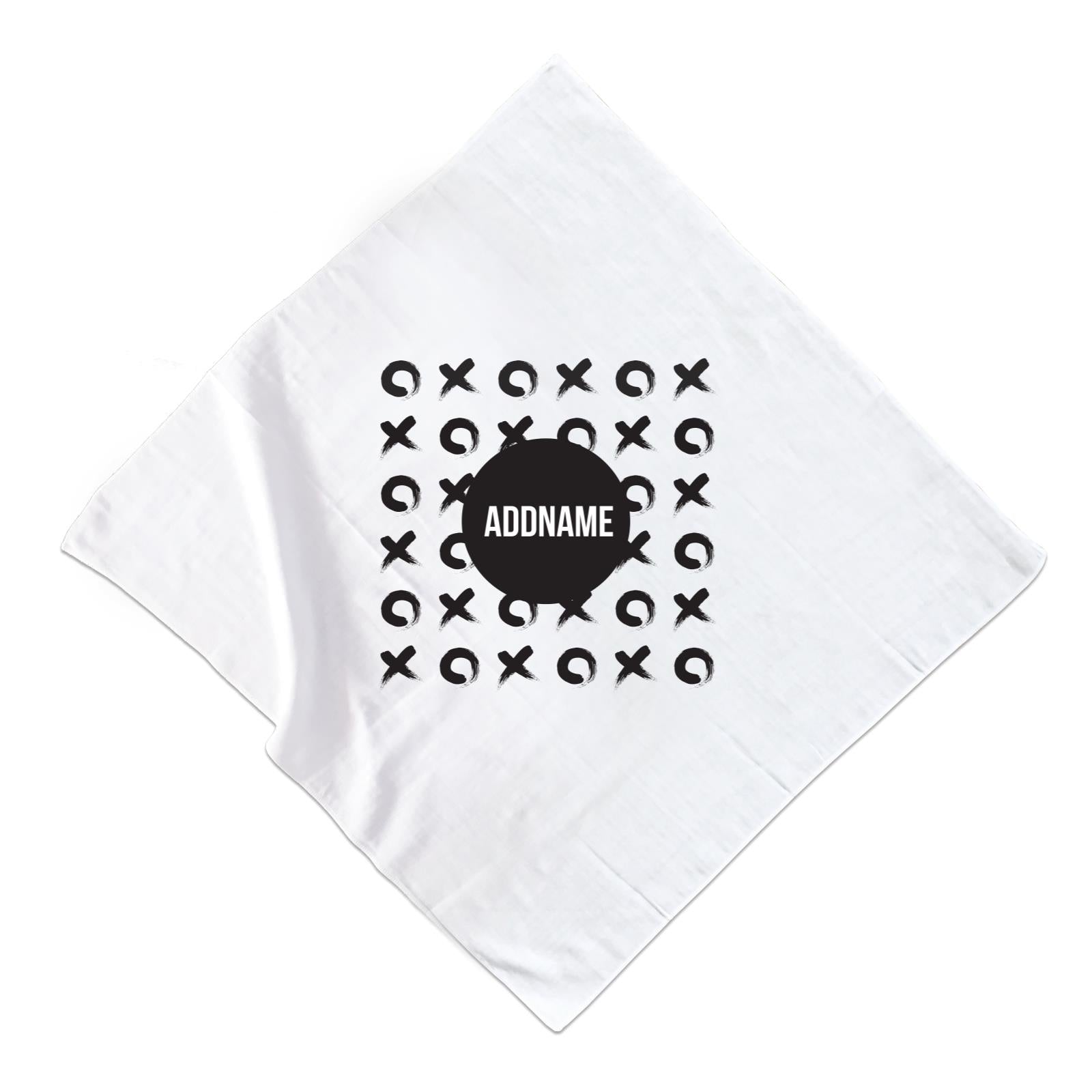 Monochrome Black Tic Tac Toe with Addname Muslin Square