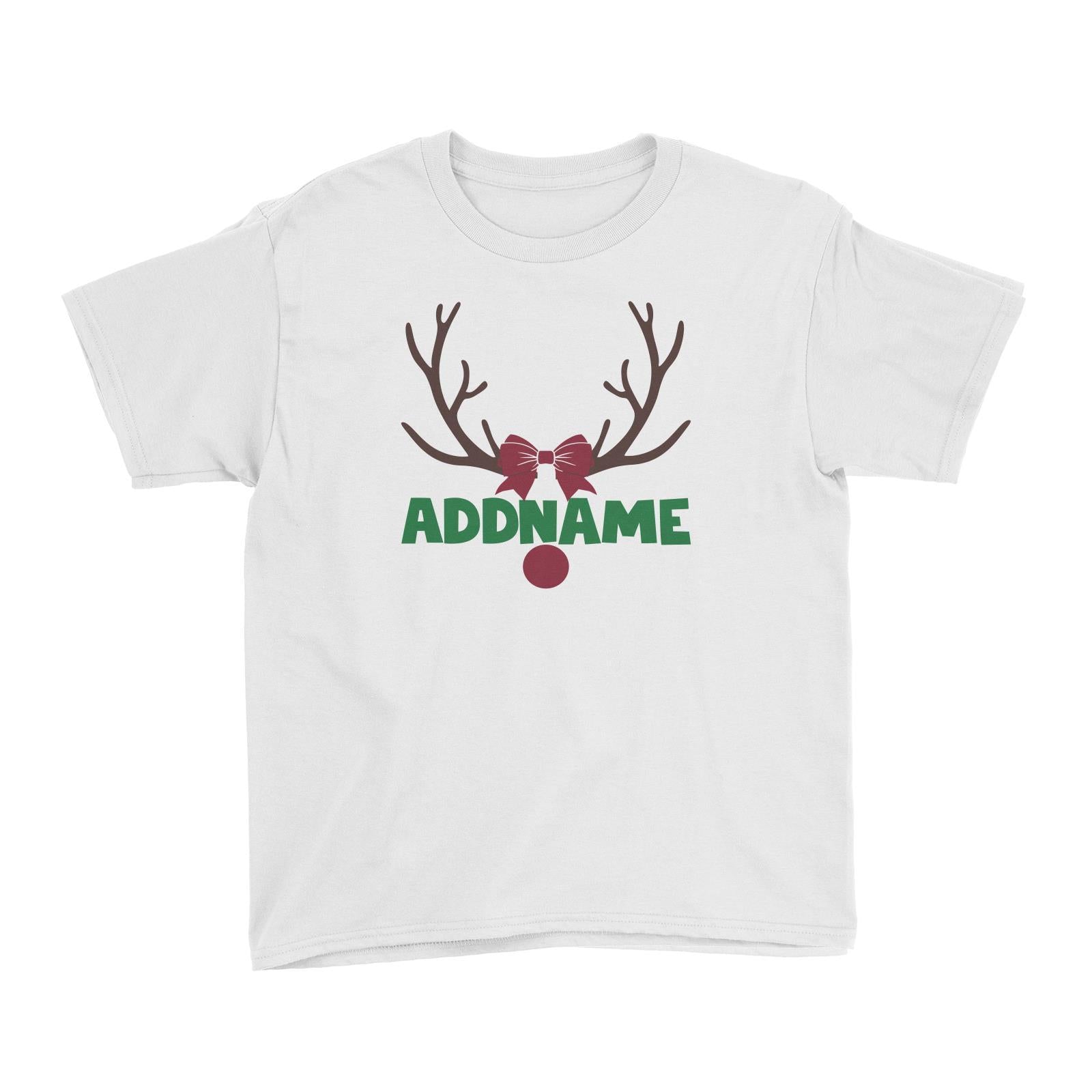 Xmas Rudolf Antler and Nose with Ribbon Kid's T-Shirt