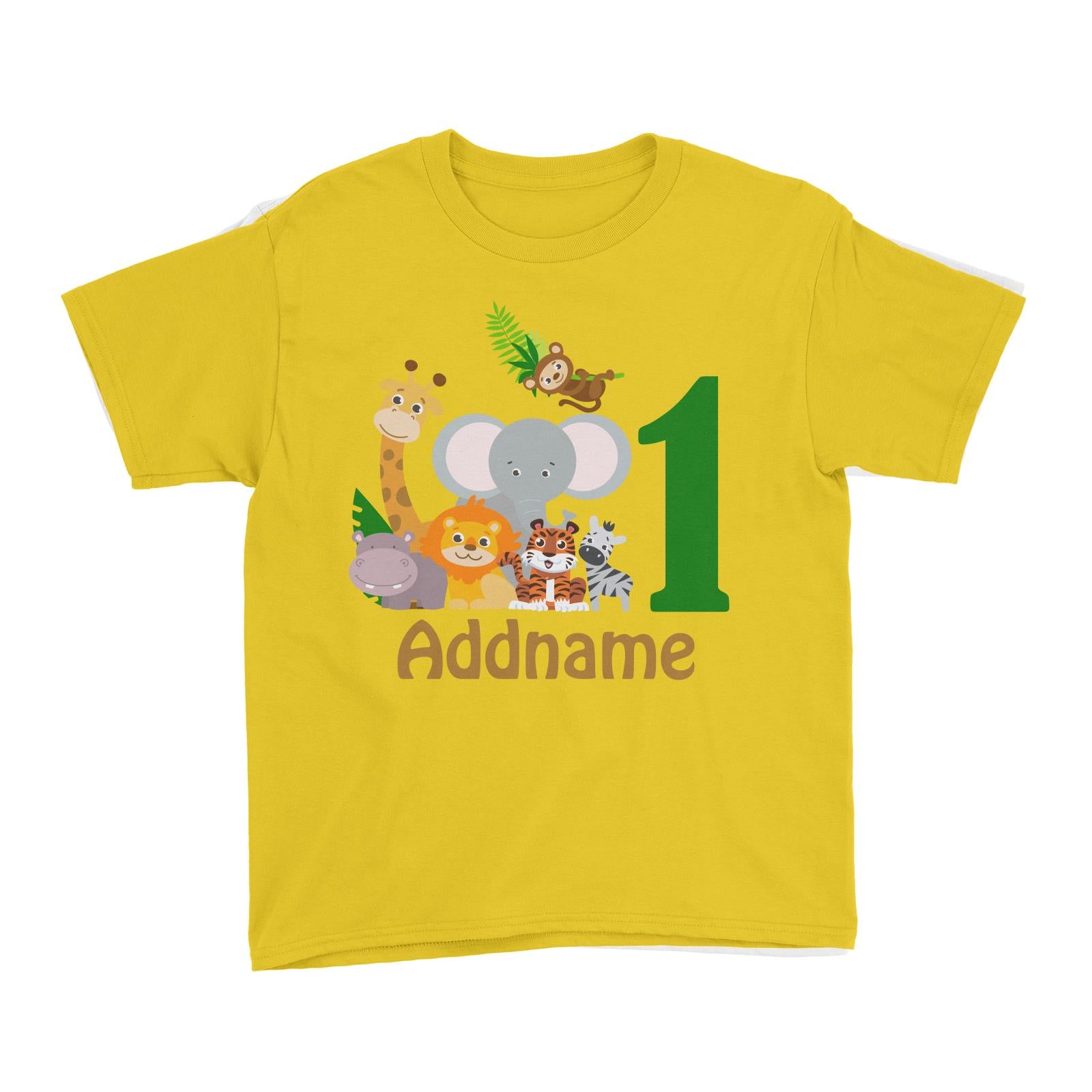 Animal Safari Jungle Birthday Theme Personalizable with Name and Number Kid's T-Shirt