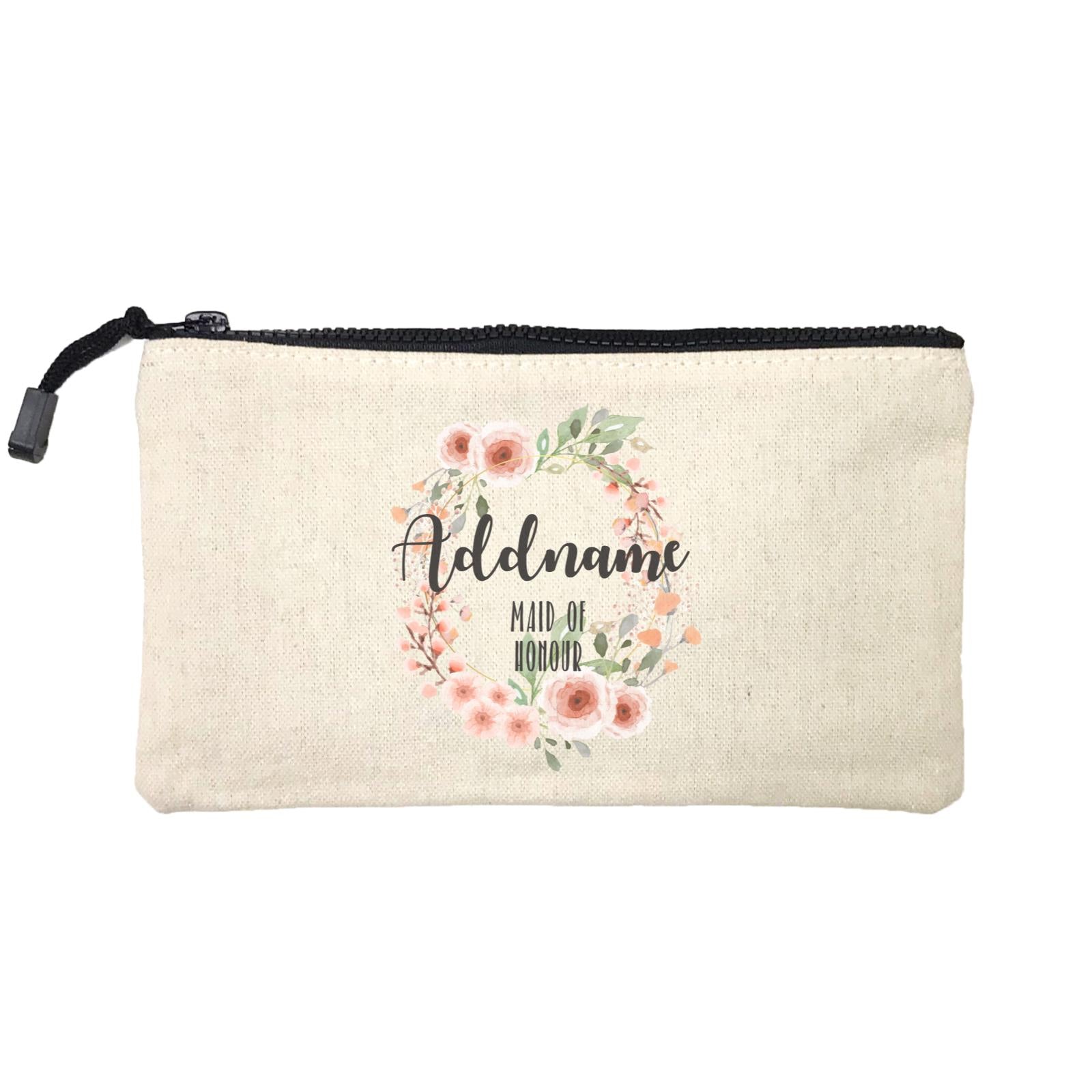 Bridesmaid Floral Sweet 2 Watercolour Flower Wreath Maid Of Honour Addname Mini Accessories Stationery Pouch
