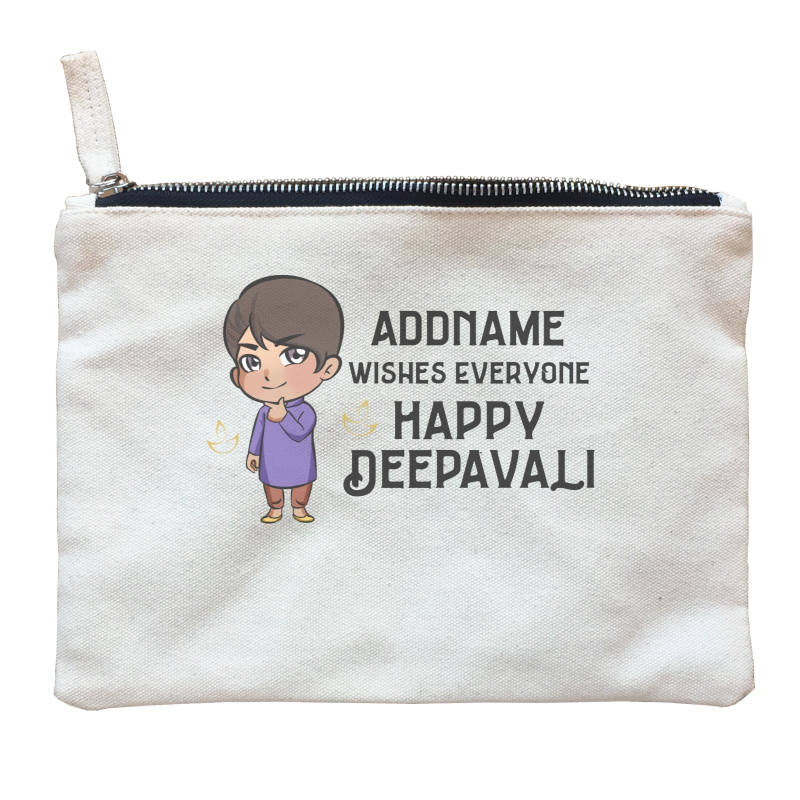 Deepavali Chibi Little Boy Addname Wishes Everyone Deepavali Zipper Pouch