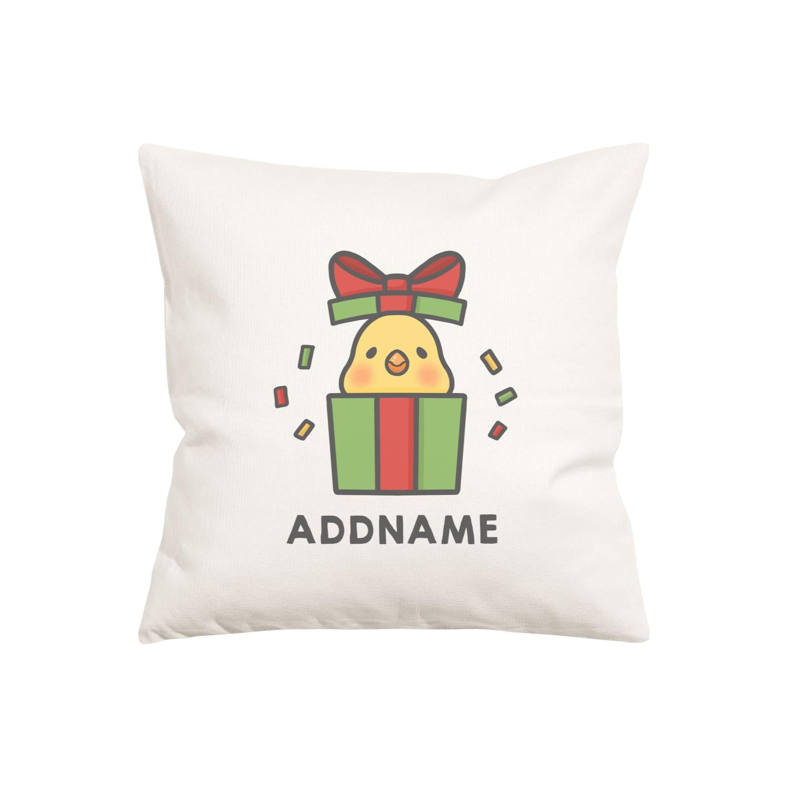 Xmas Cute Chick In Gift Box Addname Pillow Cushion