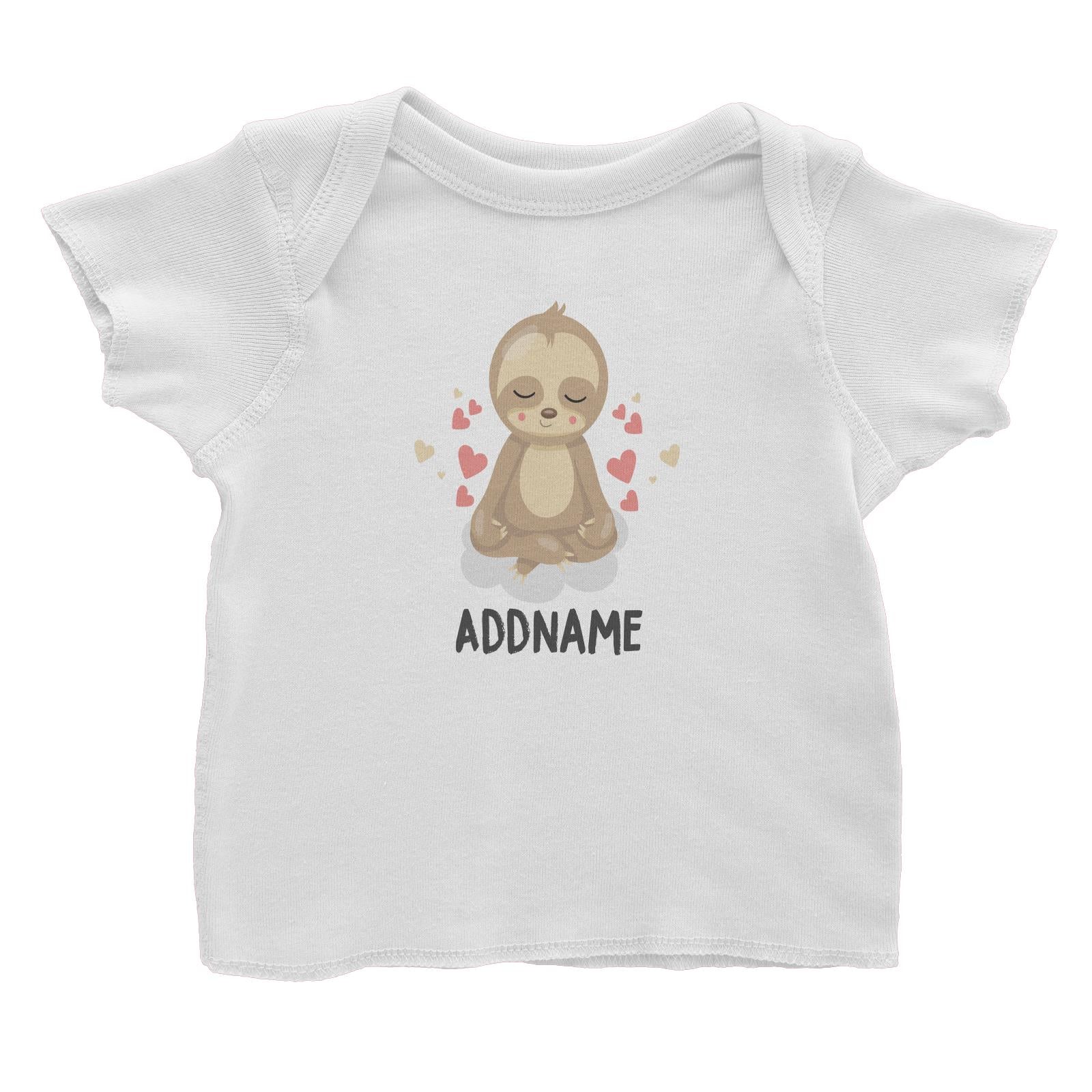 Cute Sloth Meditating Addname Baby T-Shirt
