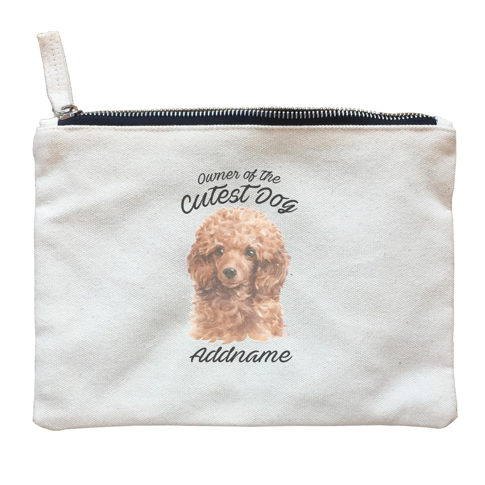 Watercolor Dog Owner Of The Cutest Dog Poodle Brown Addname Zipper Pouch