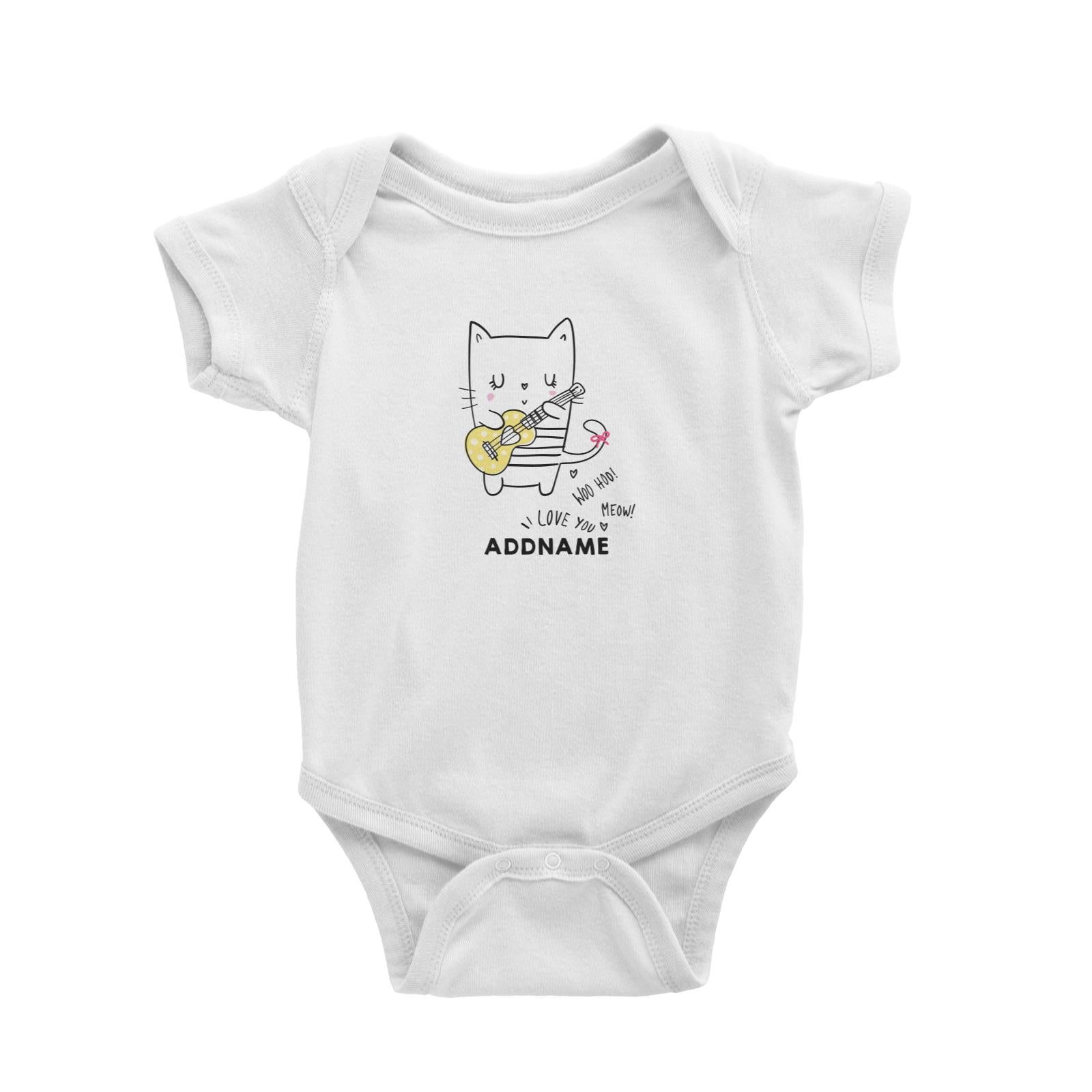 Cool Vibrant Series Cat Playing Guitar Addname Baby Romper