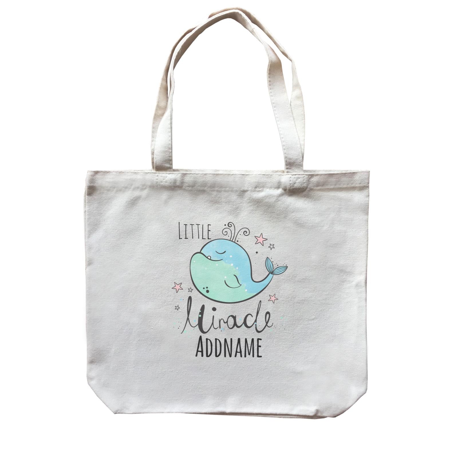Drawn Ocean Elements Little Miracle Whale Addname Canvas Bag