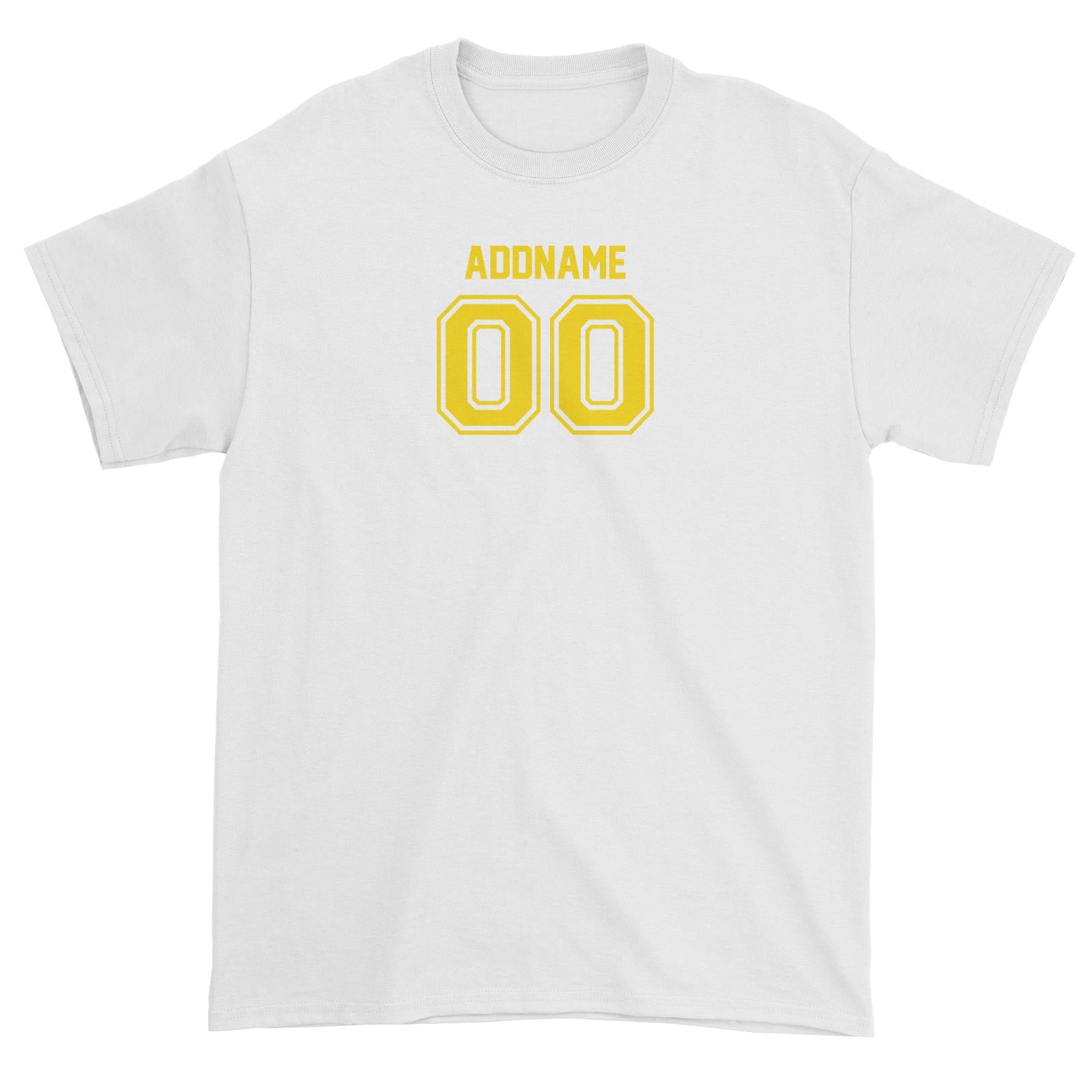 Adults Jersey Yellow Font With Name and Number Unisex T-Shirt