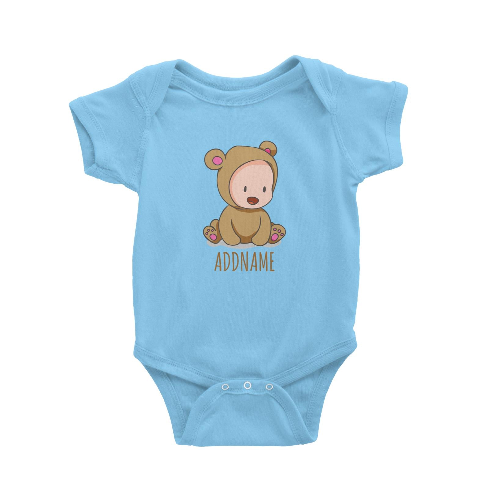 Cute Baby in Brown Bear Suit Addname Baby Romper