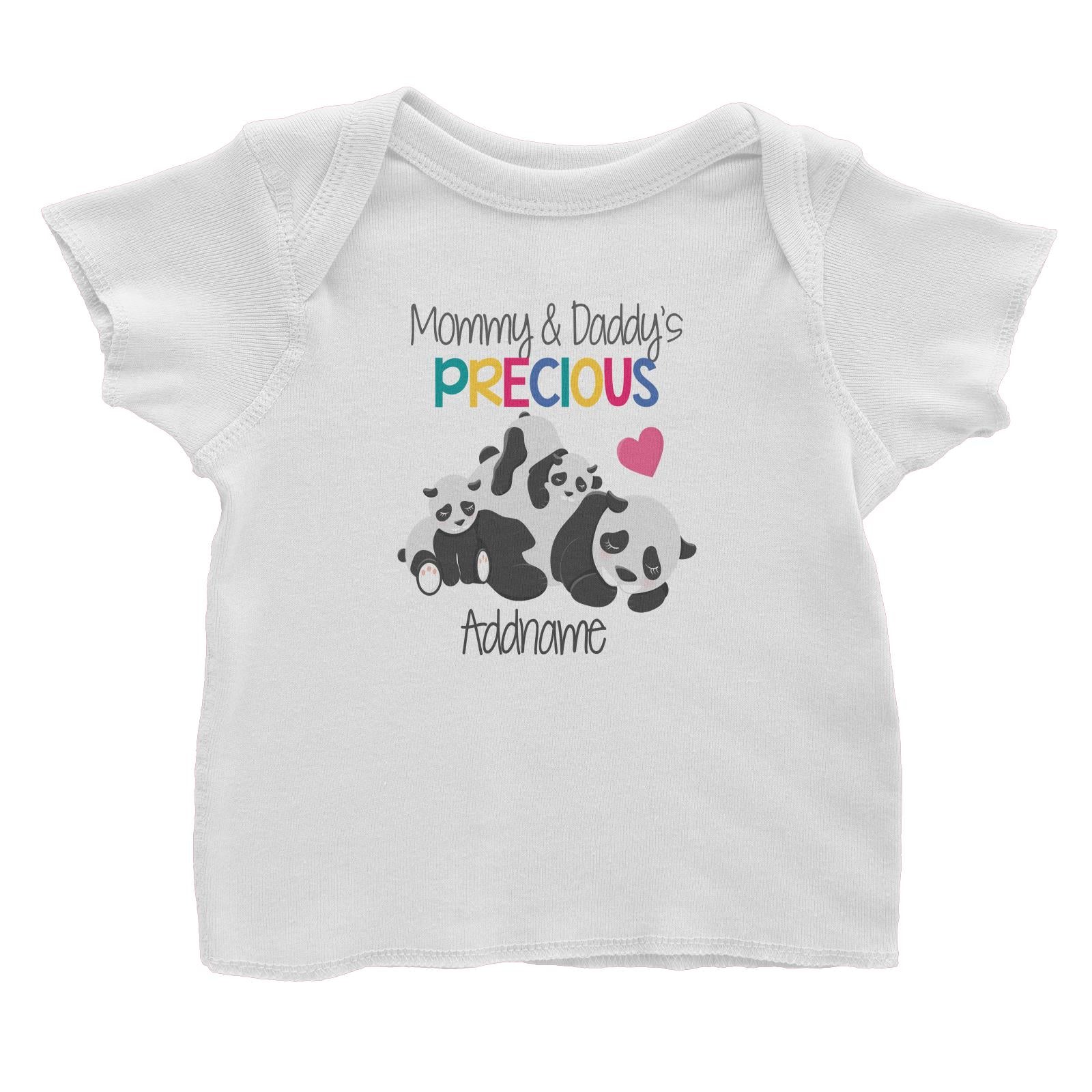 Animal & Loved Ones Mommy & Daddy's Precious Panda Family Addname Baby T-Shirt