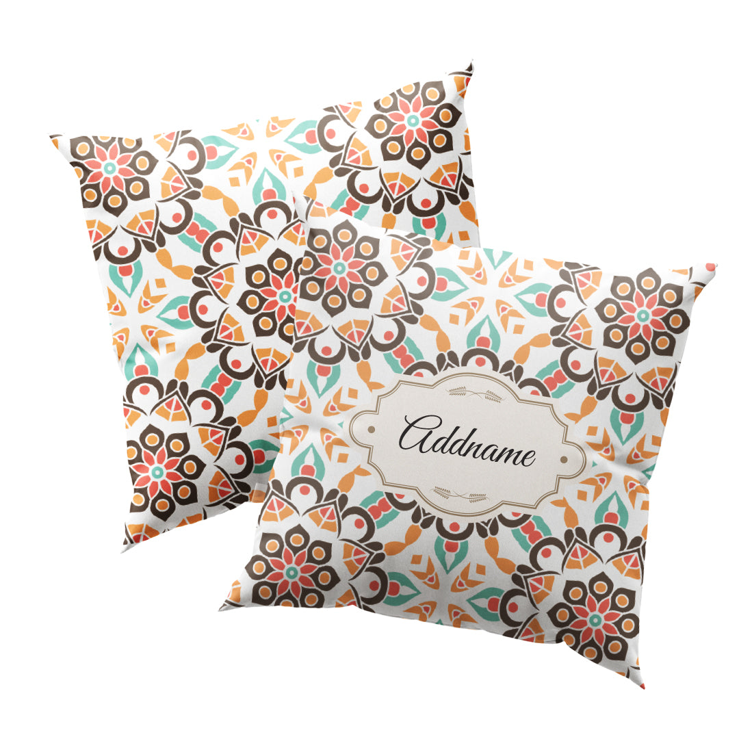 Moroccan Series - Arabesque Geo Brown Full Print Cushion Cover with Inner Cushion