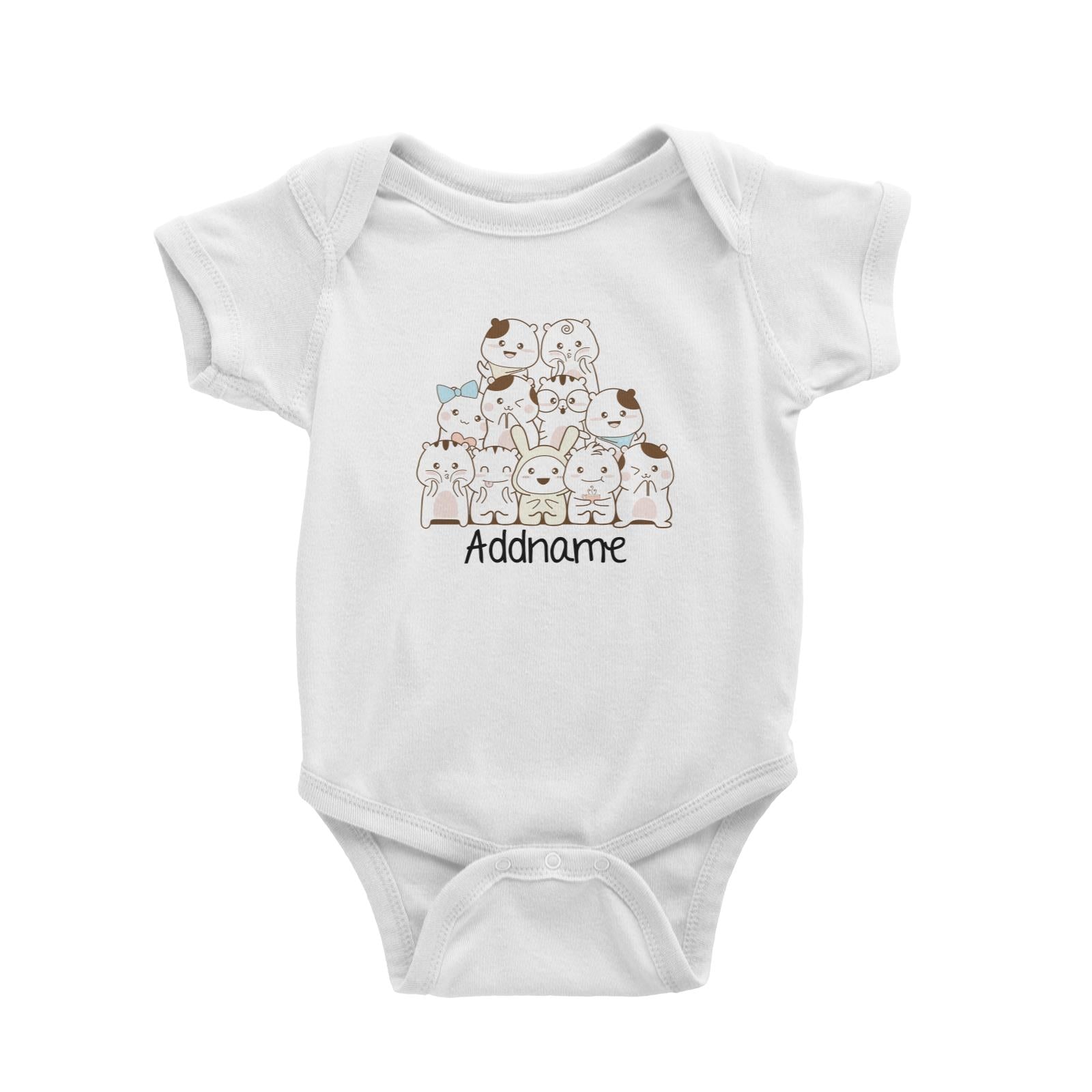 Cute Animals And Friends Series Cute Hamster Group Addname Baby Romper
