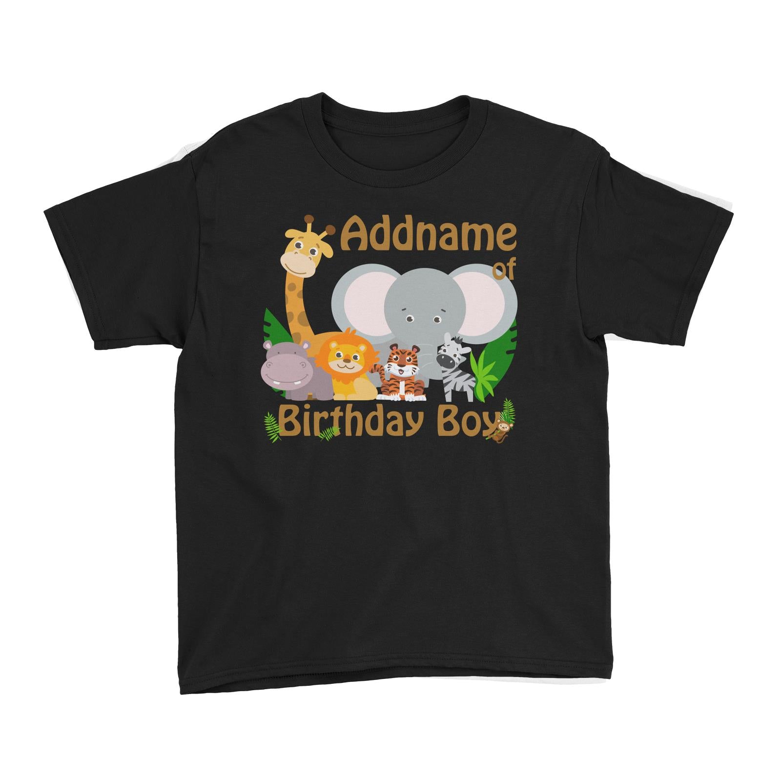 Animal Safari Jungle Birthday Theme Addname of Birthday Boy Kid's T-Shirt