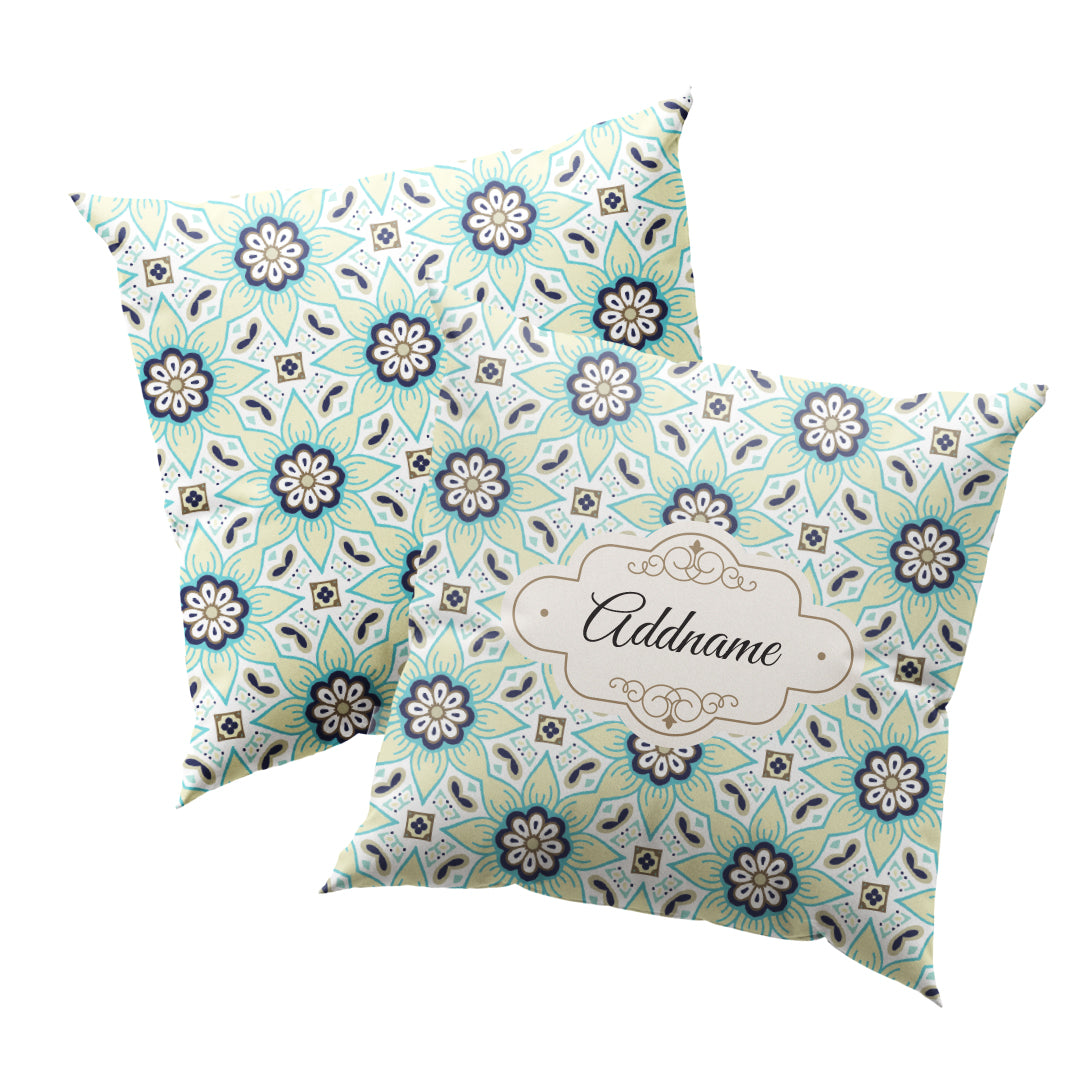 Chromatic Floral Teal Full Print Cushion Cover with Inner Cushion