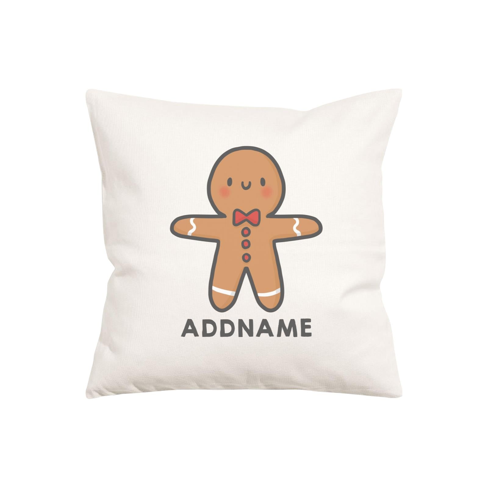 Xmas Cute Gingerbread Man Addname Pillow Cushion