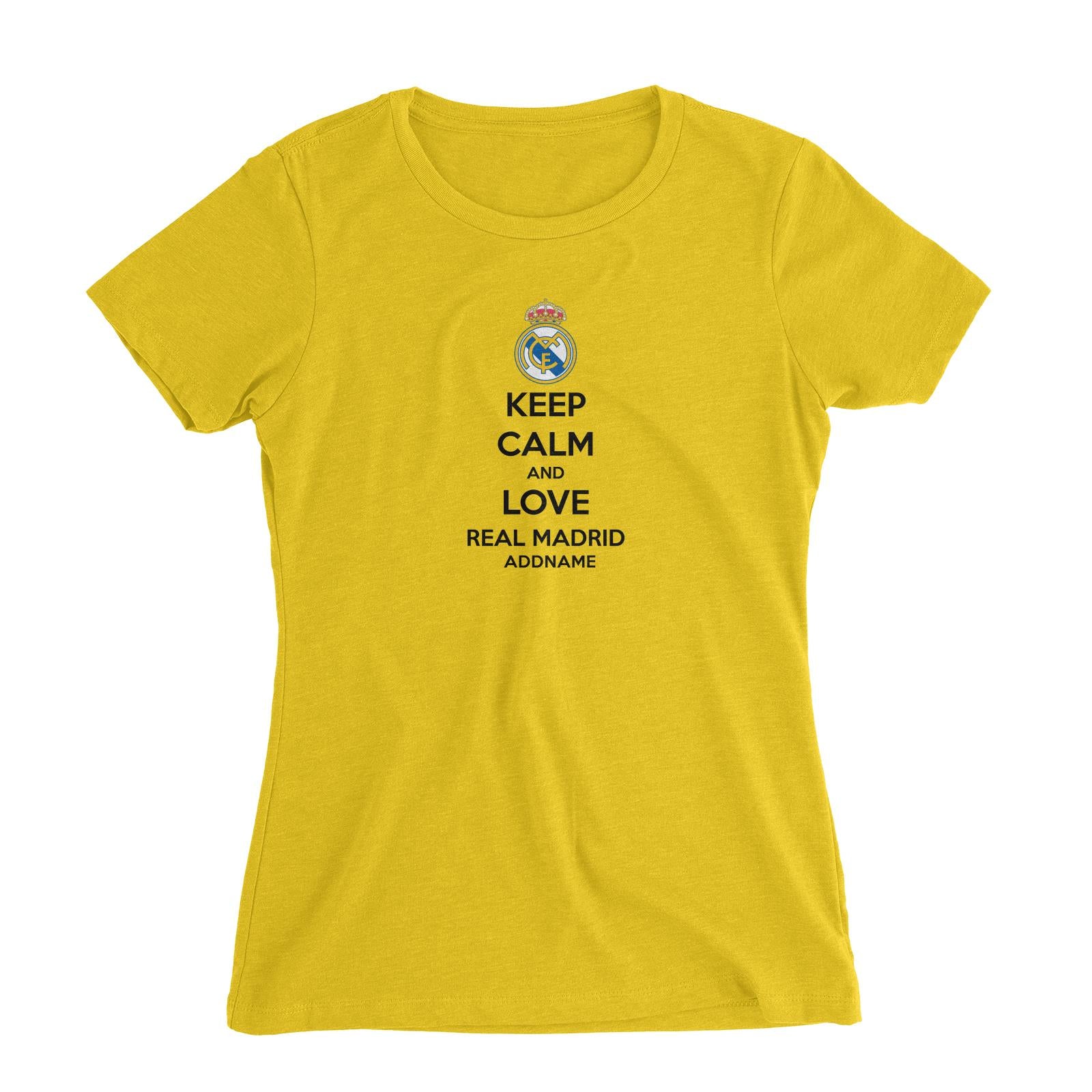 Real Madrid Football Keep Calm And Love Series Addname Women Slim Fit T-Shirt
