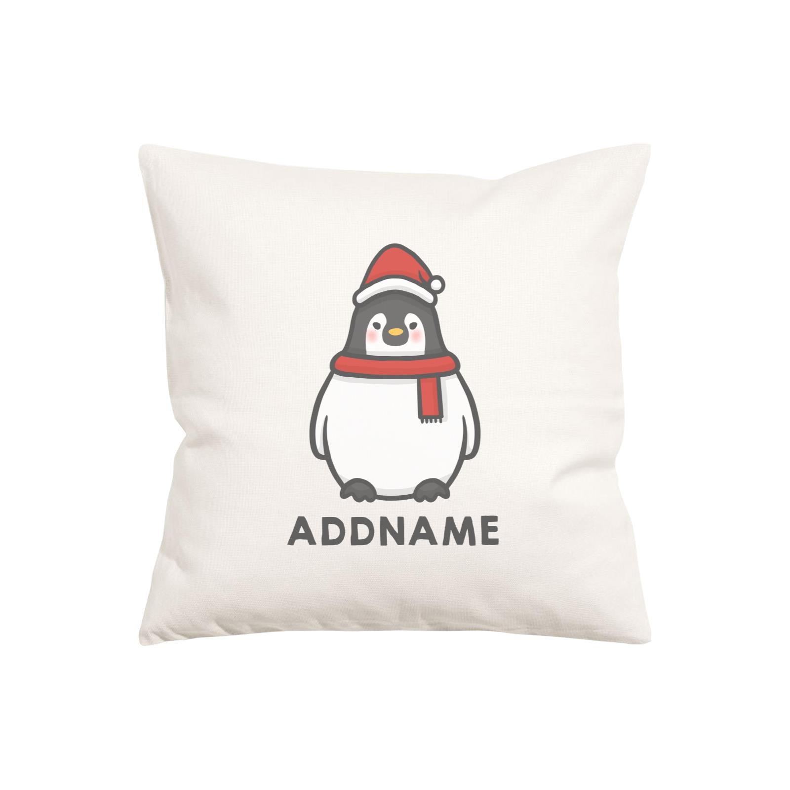 Xmas Cute Pengiun Christmas Hat Addname Pillow Cushion