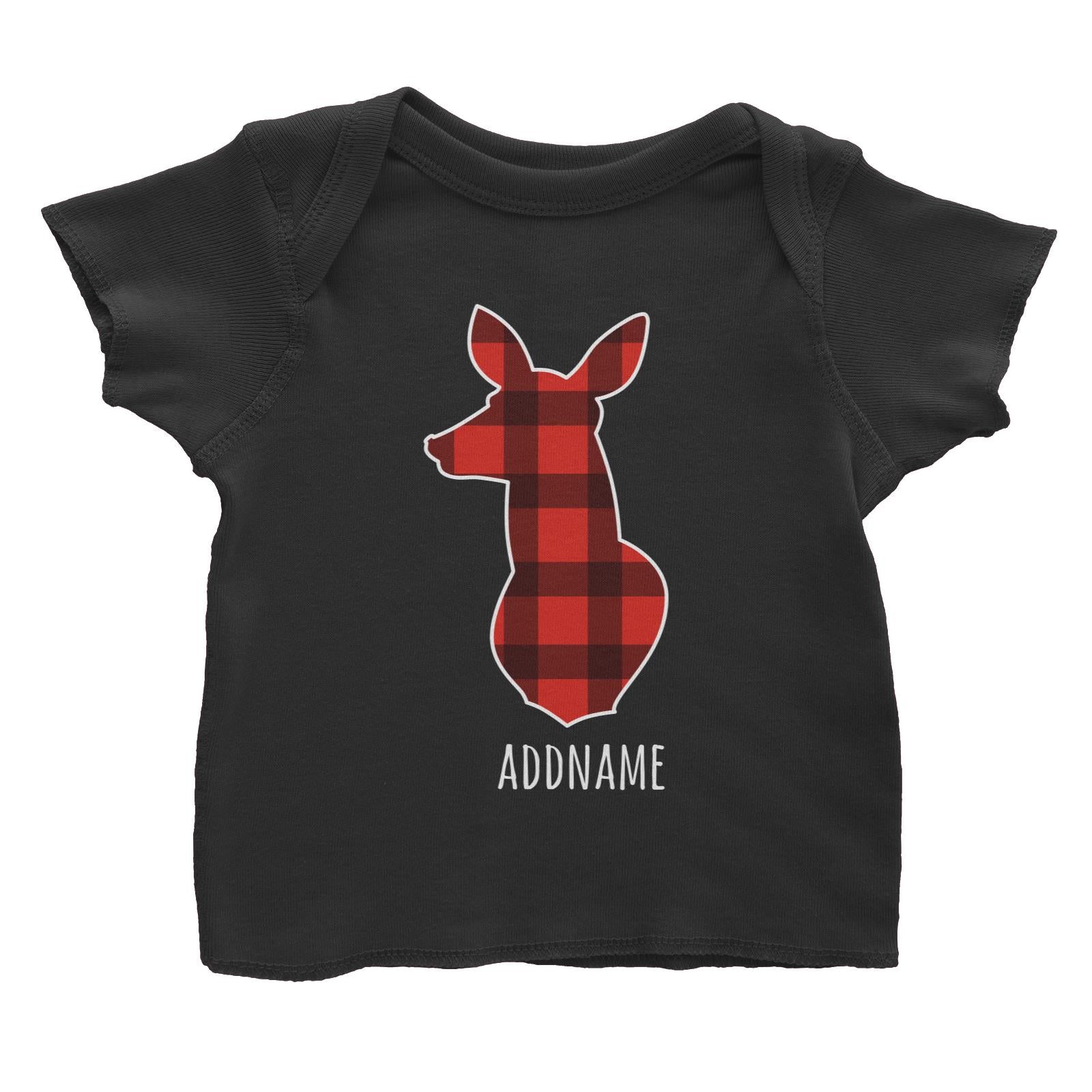 Mama Deer Silhouette Checkered Pattern Baby T-Shirt
