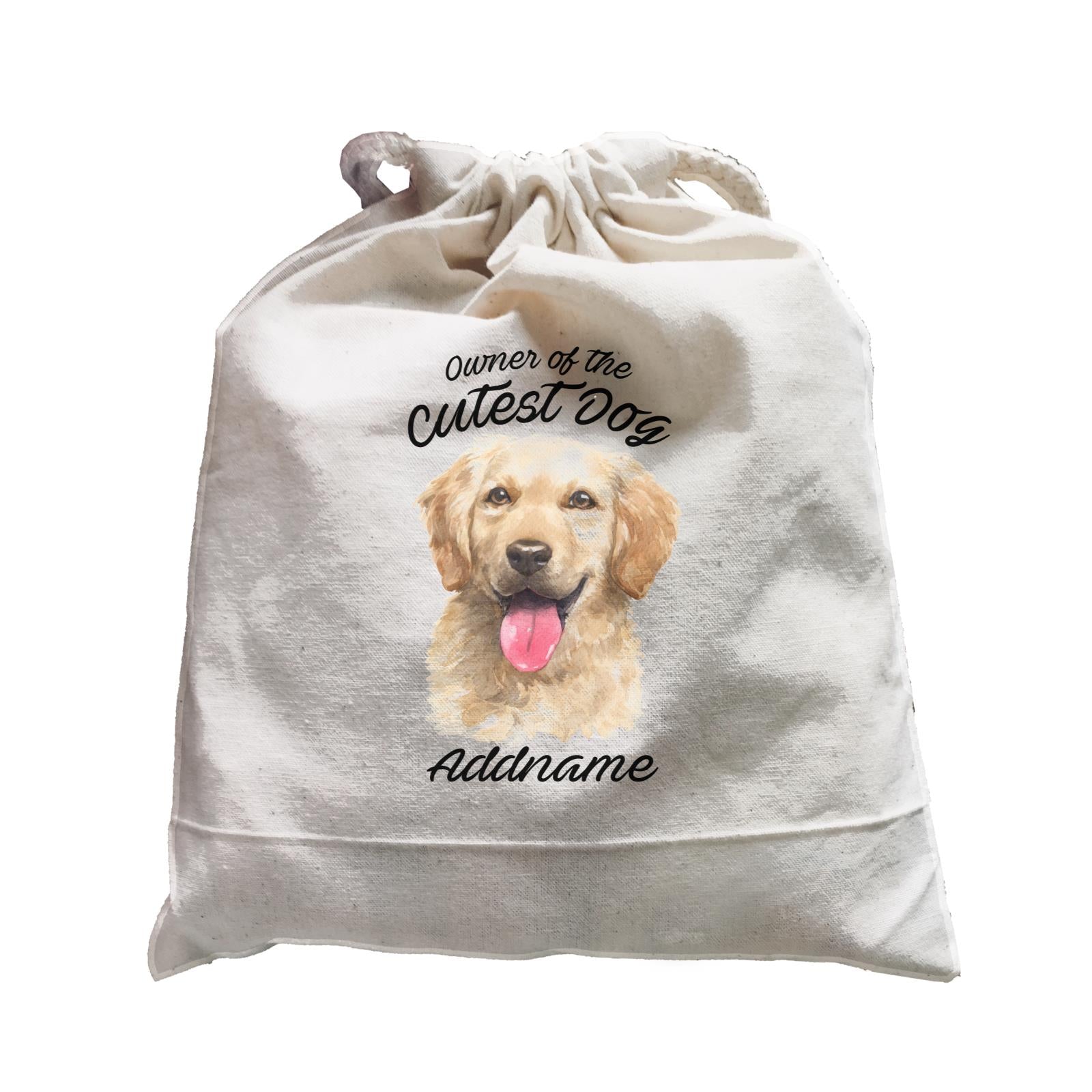 Watercolor Dog Owner Of The Cutest Dog Golden Retriever Front Addname Satchel