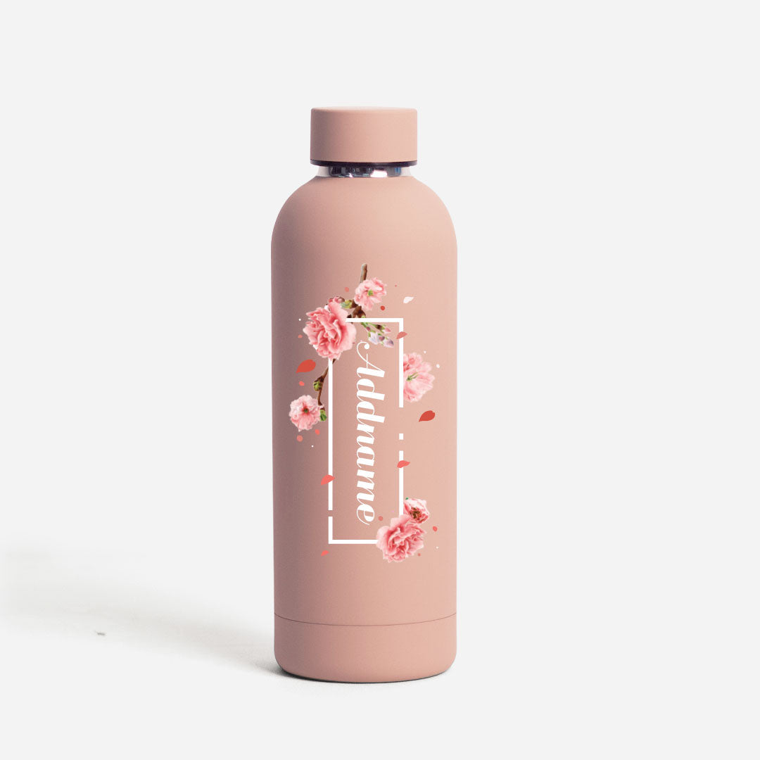 Sakura Series Mizu Thermo Water Bottle - Peony Flower Dusty Pink