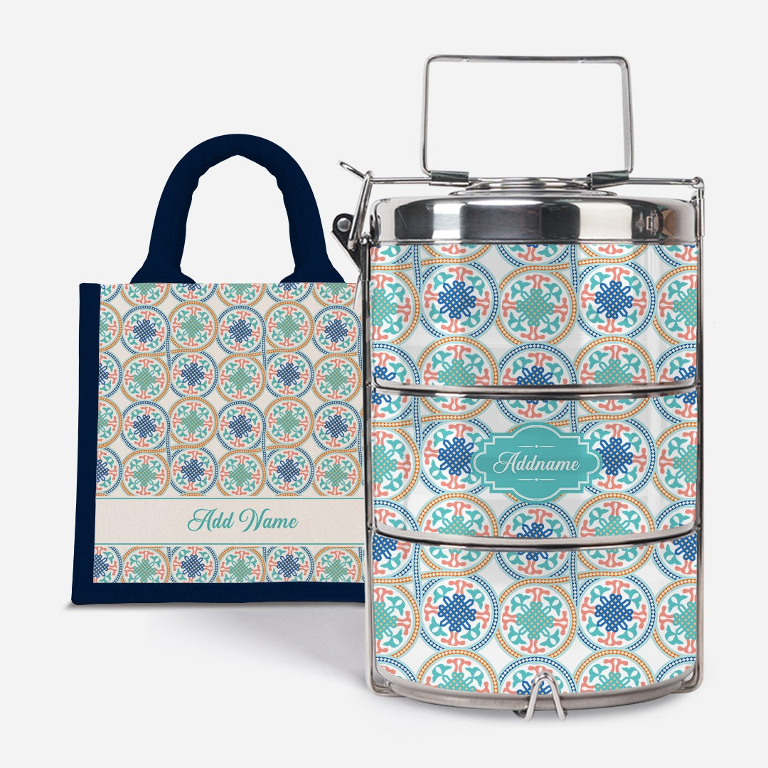 Moroccan Series Premium Tiffin With Half Lining Lunch Bag  - Chahid Navy
