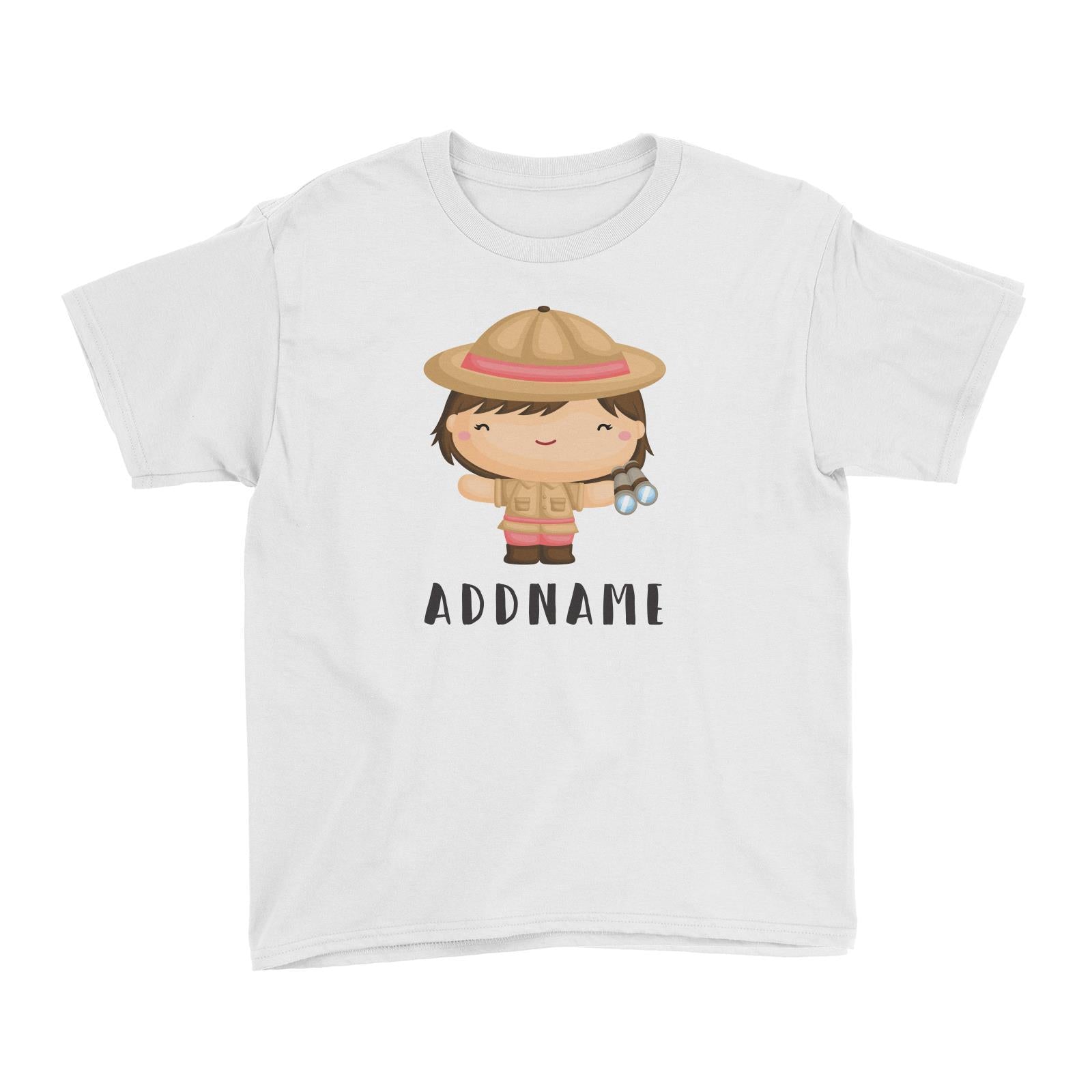 Birthday Safari Little Explorer Baby Girl Addname Kid's T-Shirt