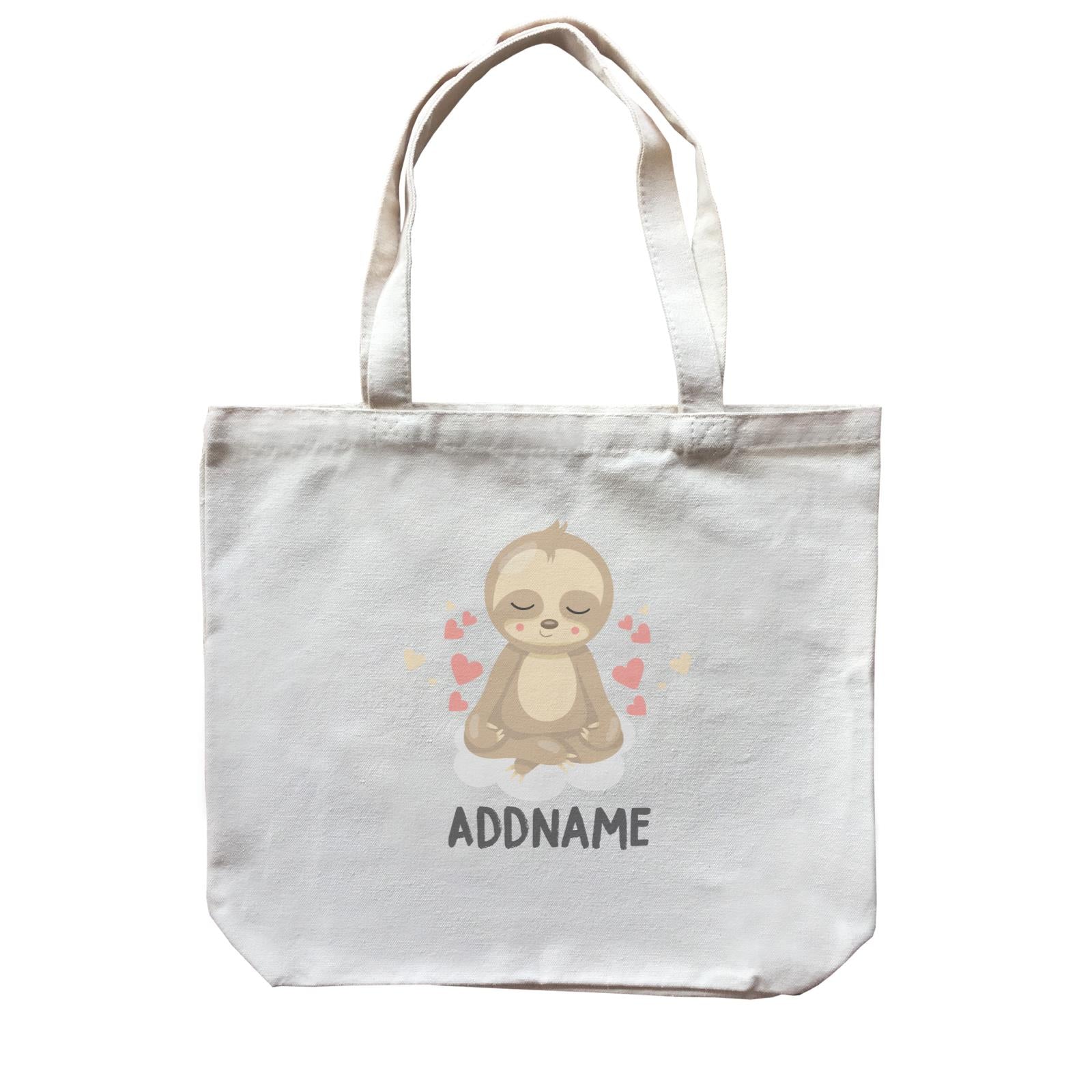 Cute Sloth Meditating Addname Canvas Bag