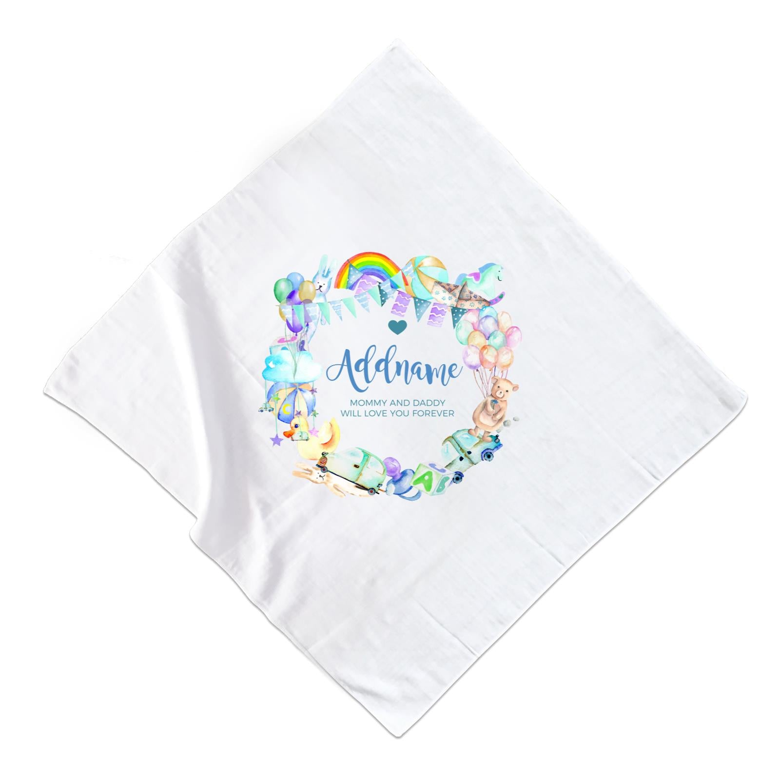 Watercolour Magical Boyish Creatures and Elements Personalizable with Name and Text Muslin Square