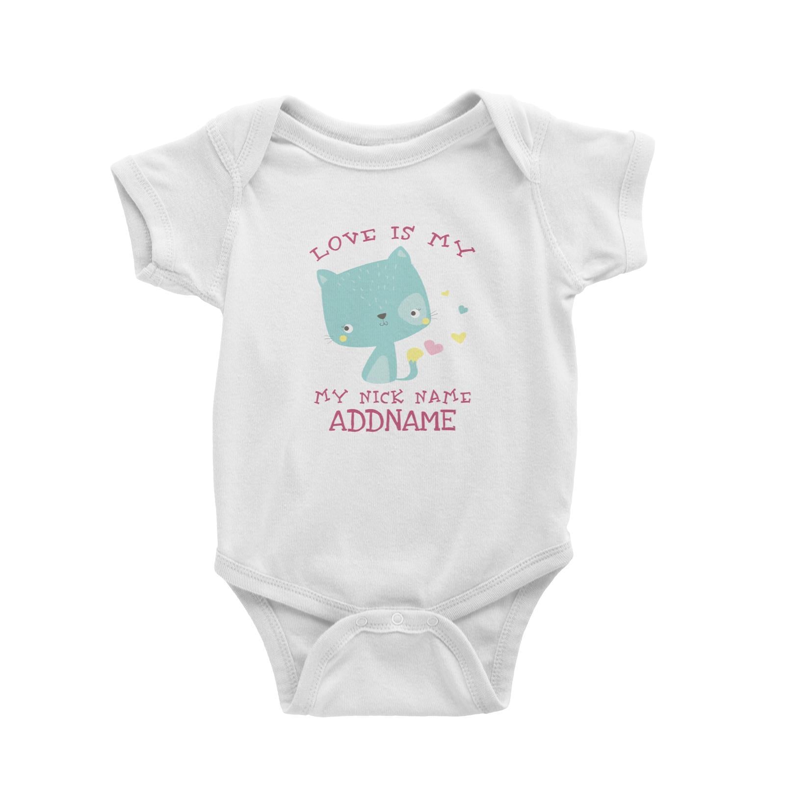 Love Is My Nickname Pastel Cat Addname Baby Romper