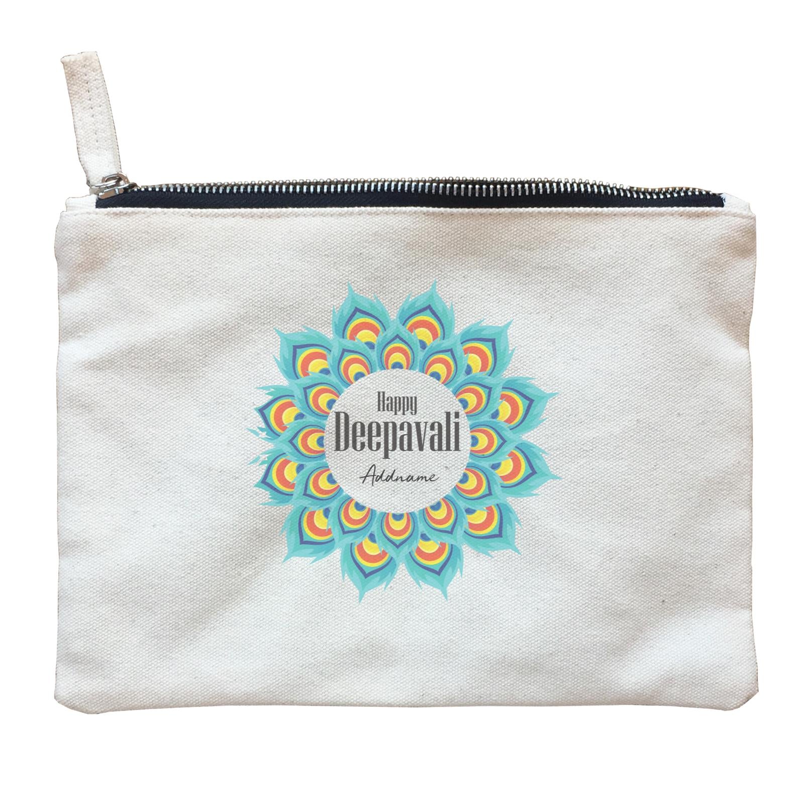 Deepavali Peacock Feather Mandala Greetings Addname Zipper Pouch