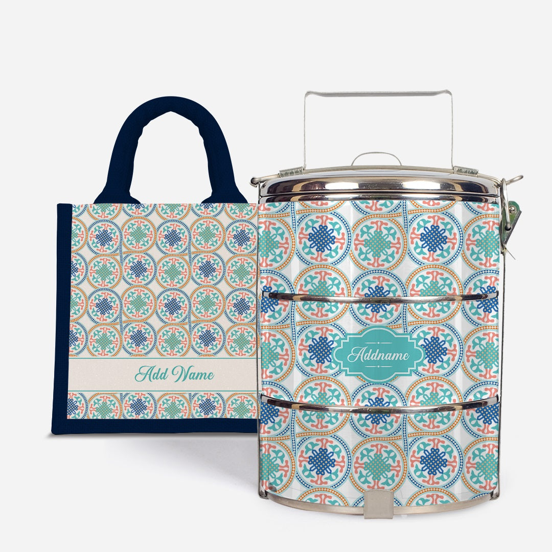 Moroccan Series Standard Tiffin With Half Lining Lunch Bag  - Chahid Navy