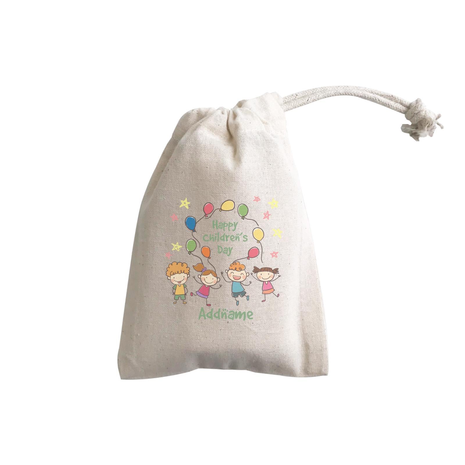 Children's Day Gift Series Four Cute Children With Balloons Addname  Gift Pouch
