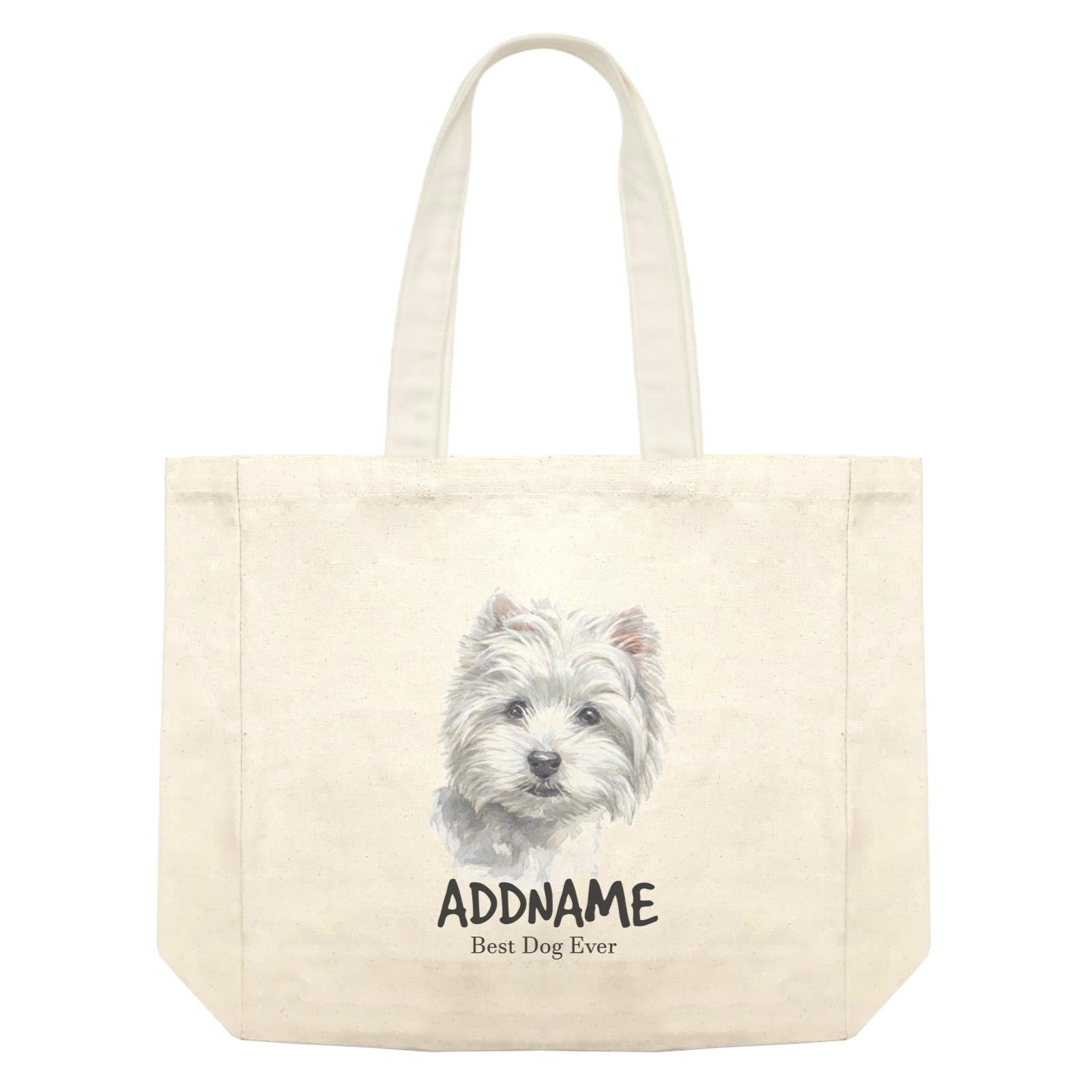 Watercolor Dog West Highland White Terrier Small Best Dog Ever Addname Shopping Bag