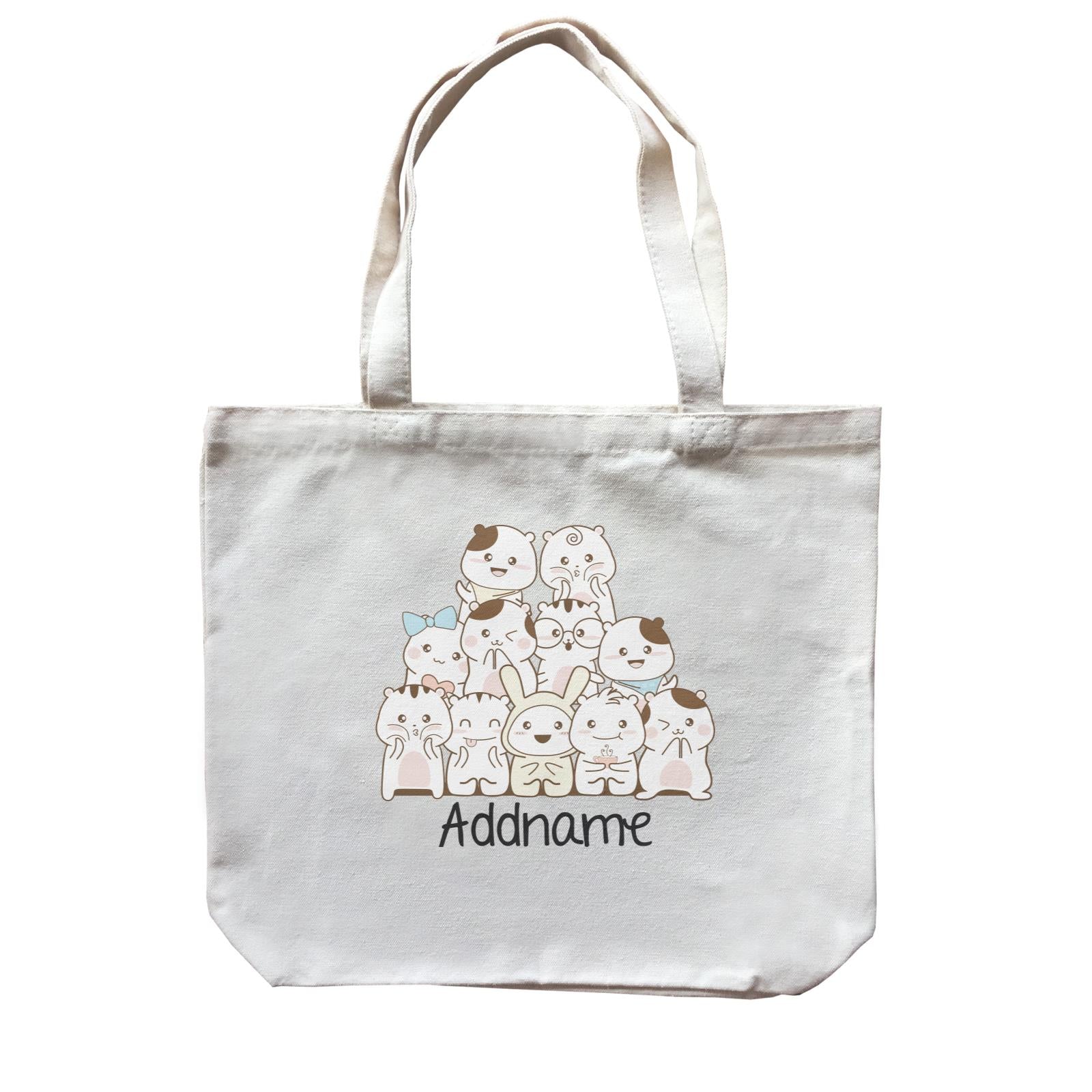 Cute Animals And Friends Series Cute Hamster Group Addname Canvas Bag