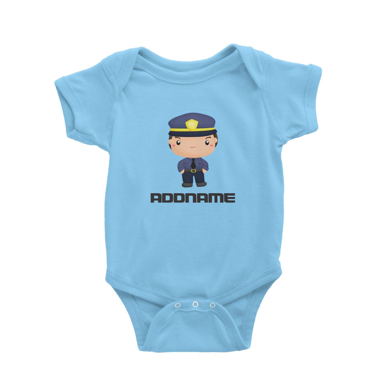 Birthday Police Officer Serious Boy In Suit Addname Baby Romper