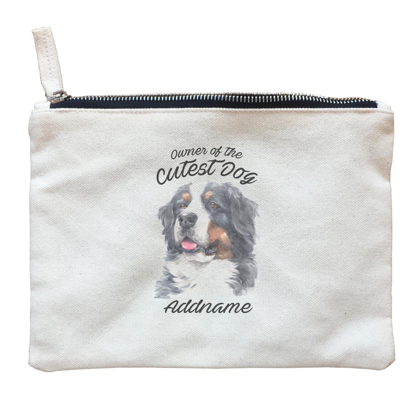 Watercolor Dog Owner Of The Cutest Dog Bernese Mountain Dog Addname Zipper Pouch