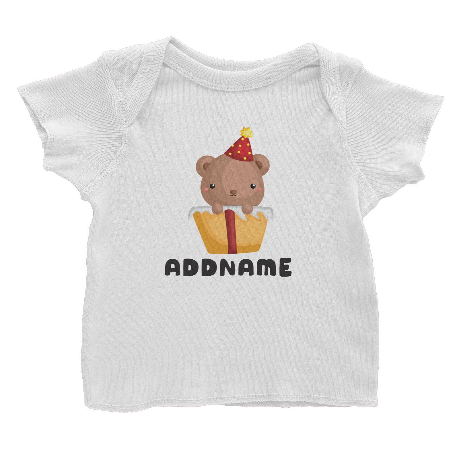 Birthday Friendly Animals Happy Bear Inside Present Box Addname Baby T-Shirt