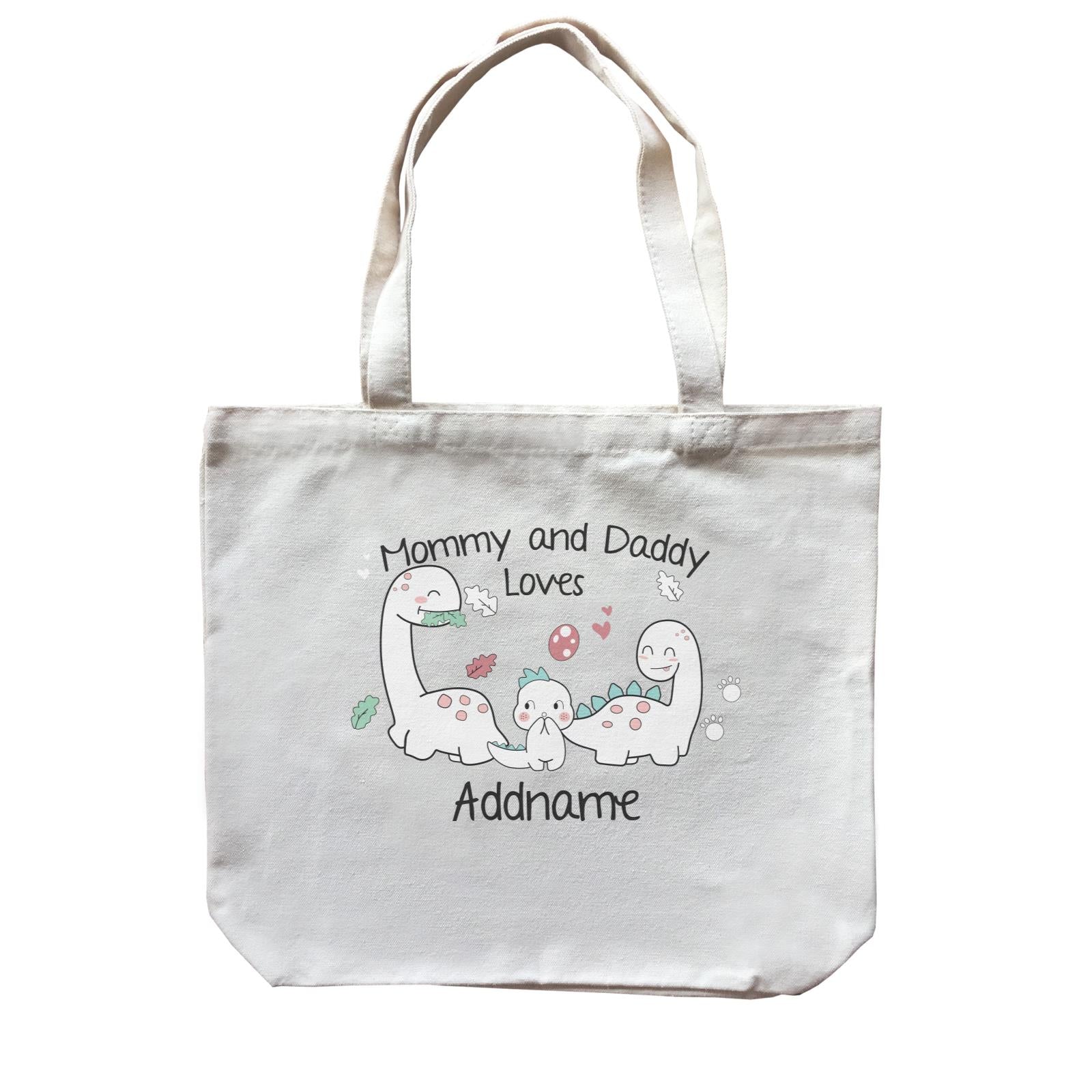 Cute Animals And Friends Series Cute Little Dinosaur Mommy And Daddy Loves Addname Canvas Bag