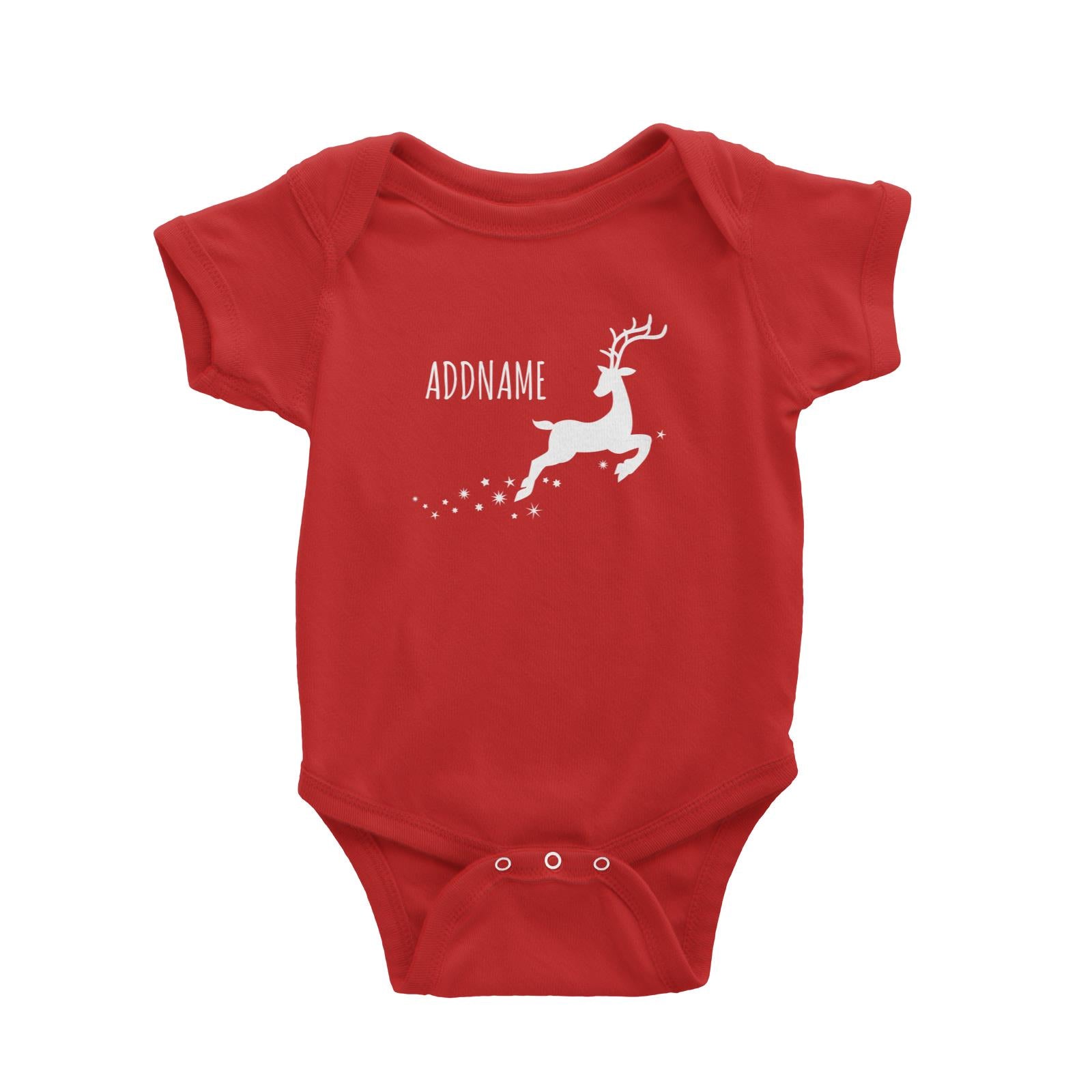 Flying Reindeer Silhouette Addname Baby Romper Christmas Personalizable Designs Animal Matching Family