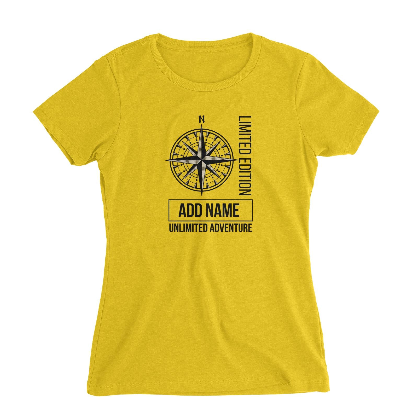 Limited Edition Compass Unlimited Adventure Personalizable with Name Women's Slim Fit T-Shirt
