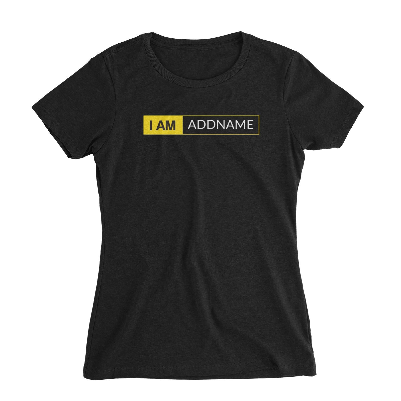 I AM Addname in Yellow Box Women's Slim Fit T-Shirt Basic Nikon Matching Family Personalizable Designs