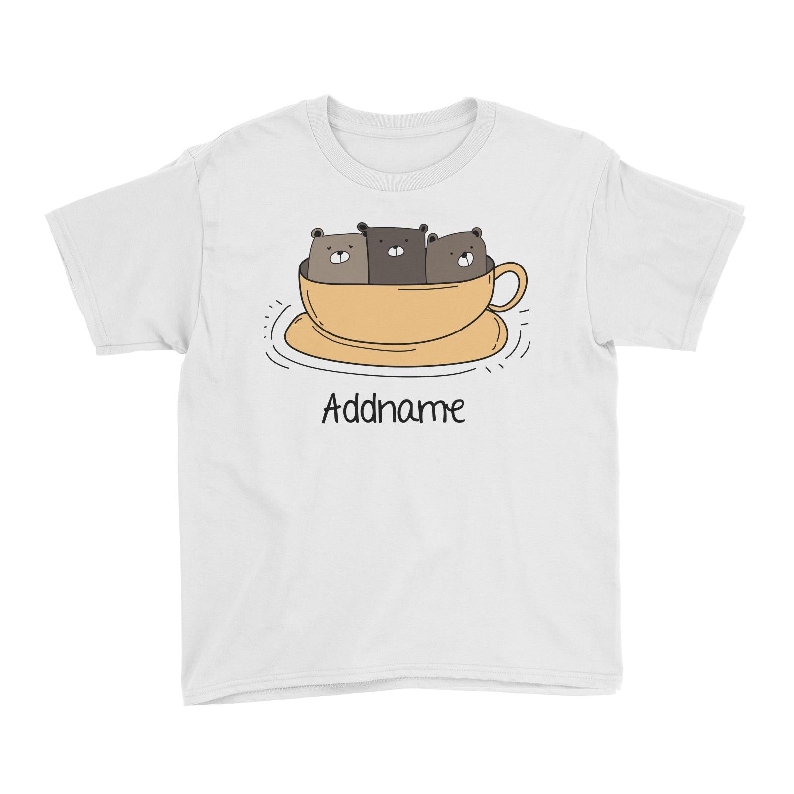 Cute Animals And Friends Series Hello Bear Coffee Cup Group Addname Kid's T-Shirt